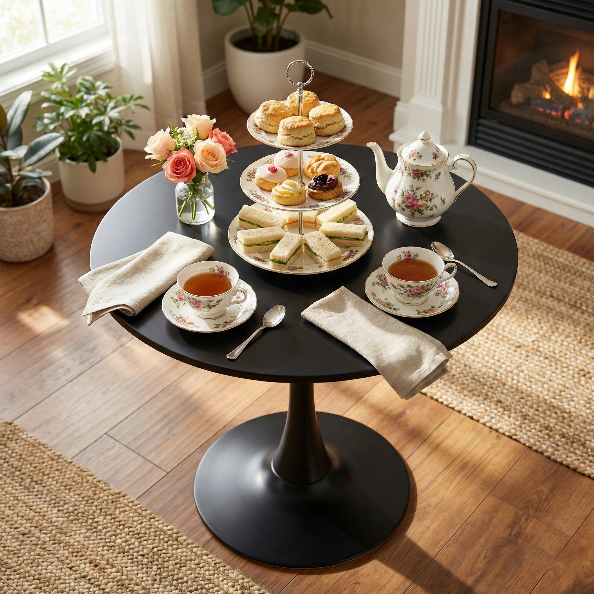 Clift 31.5" Round Dining Table with Metal Frame