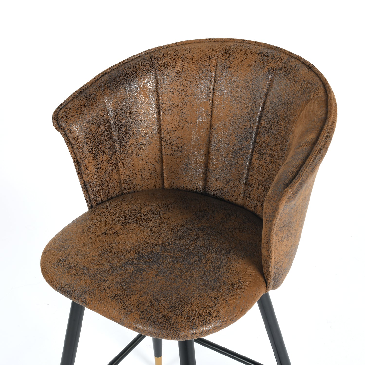 Doncic 26" Antique Suede Counter Height Bar Stool Set of 2 with Gold-Tipped Steel Legs