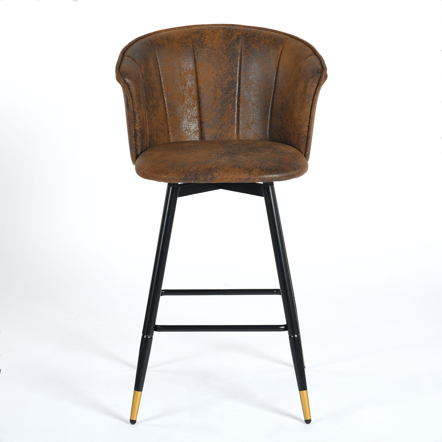 Doncic 26" Antique Suede Counter Height Bar Stool Set of 2 with Gold-Tipped Steel Legs