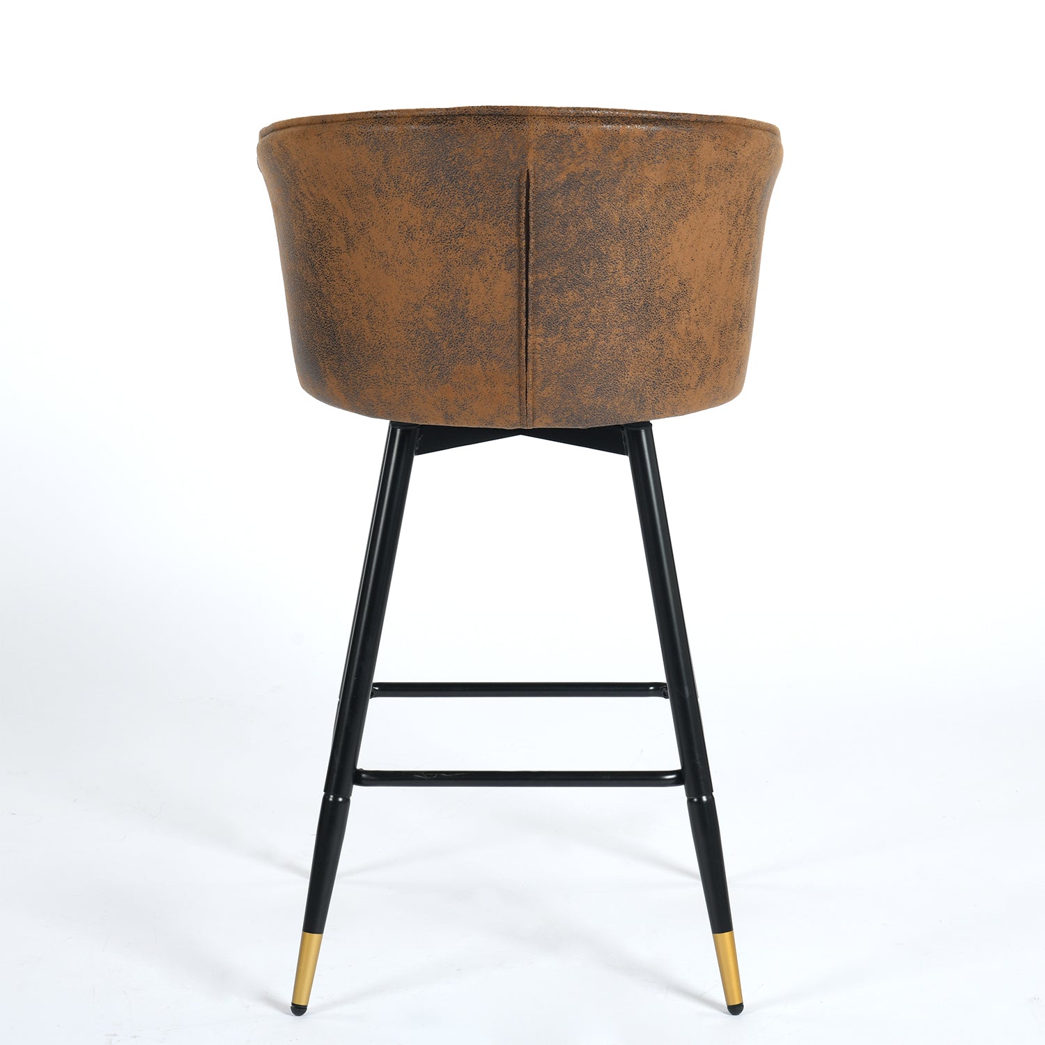 Doncic 26" Antique Suede Counter Height Bar Stool Set of 2 with Gold-Tipped Steel Legs
