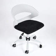 dot black office chair- shell shape plastic backrest with white metal base - sleek and modern for workspace