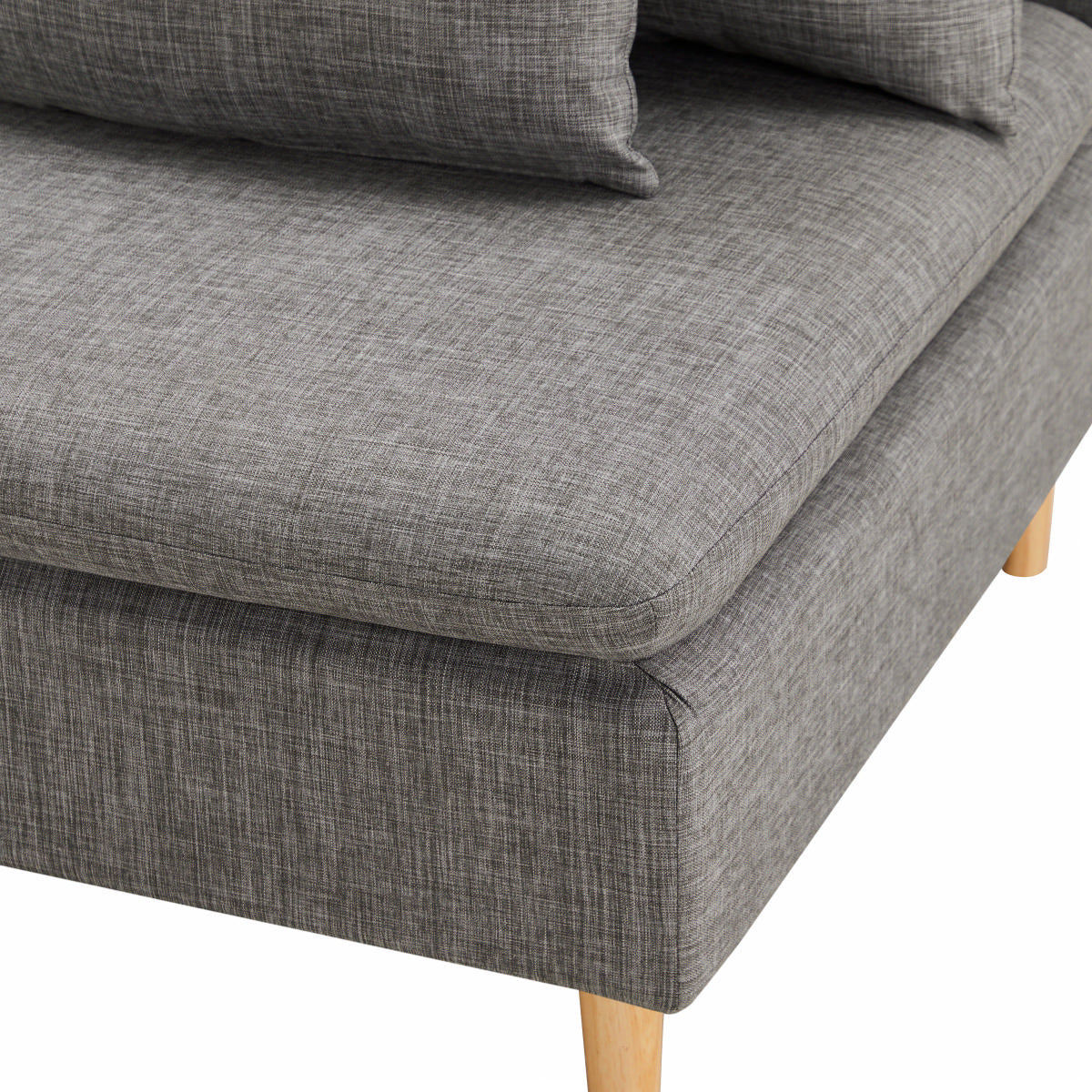 EDEline Armless Modular Accent Lounge Chair, Gray Fabric with Cushions