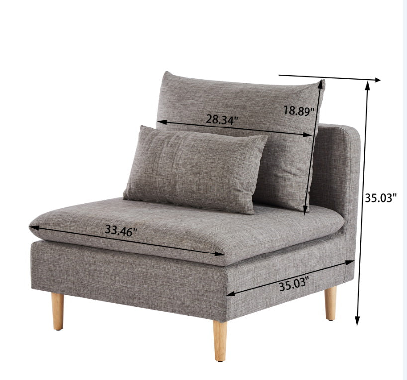 Homy Casa EDELINE 2PC Living Room Furniture Set Corner Sofa and Armless Chair in Brown Open Box
