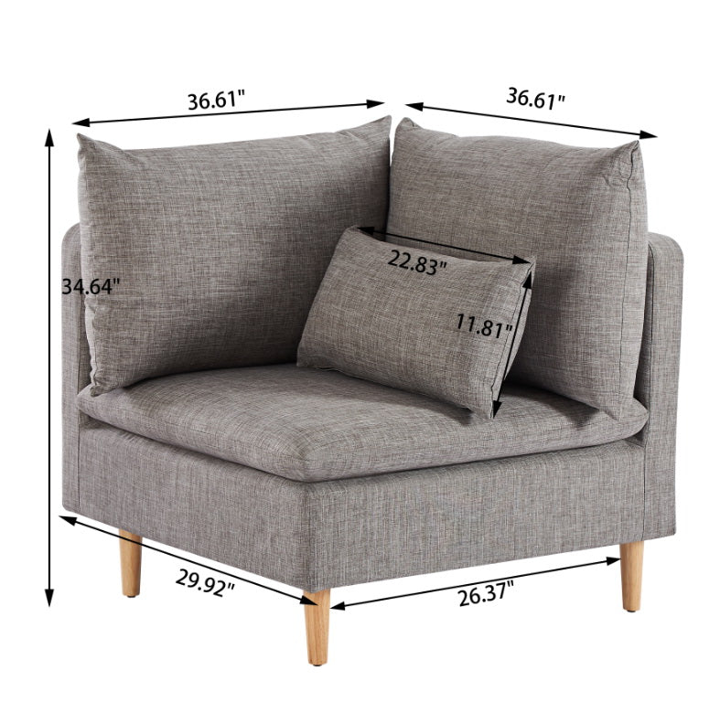 Open Box Homy Casa EDELINE CORNER 33.46" x 33.46" x 17.32" Modern Corner Seat for Living Room or Office