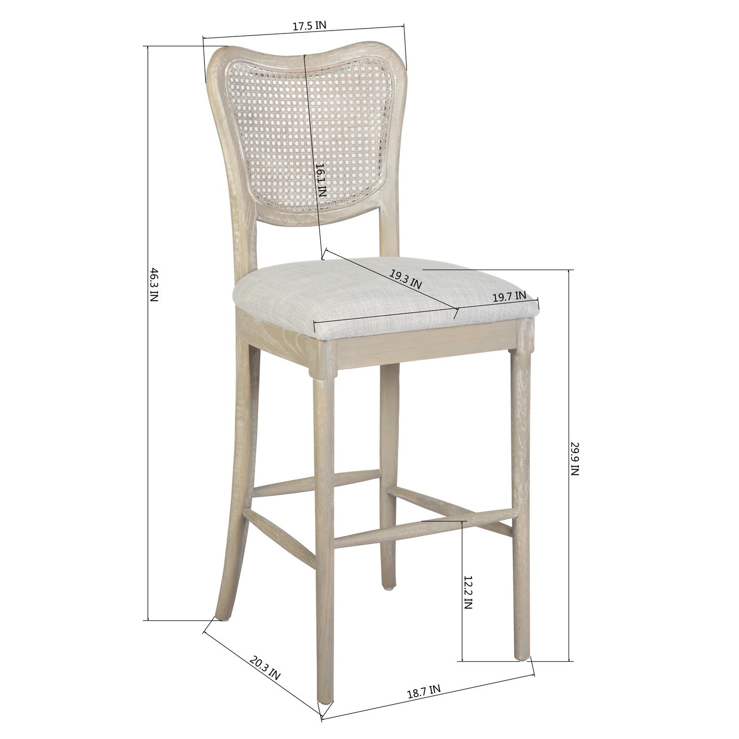 Open Box Homy Casa EIKKI HIGH BAR GREY 19.69" W x 22.05" D x 42.13" H Bar Stool for Home and Workspace