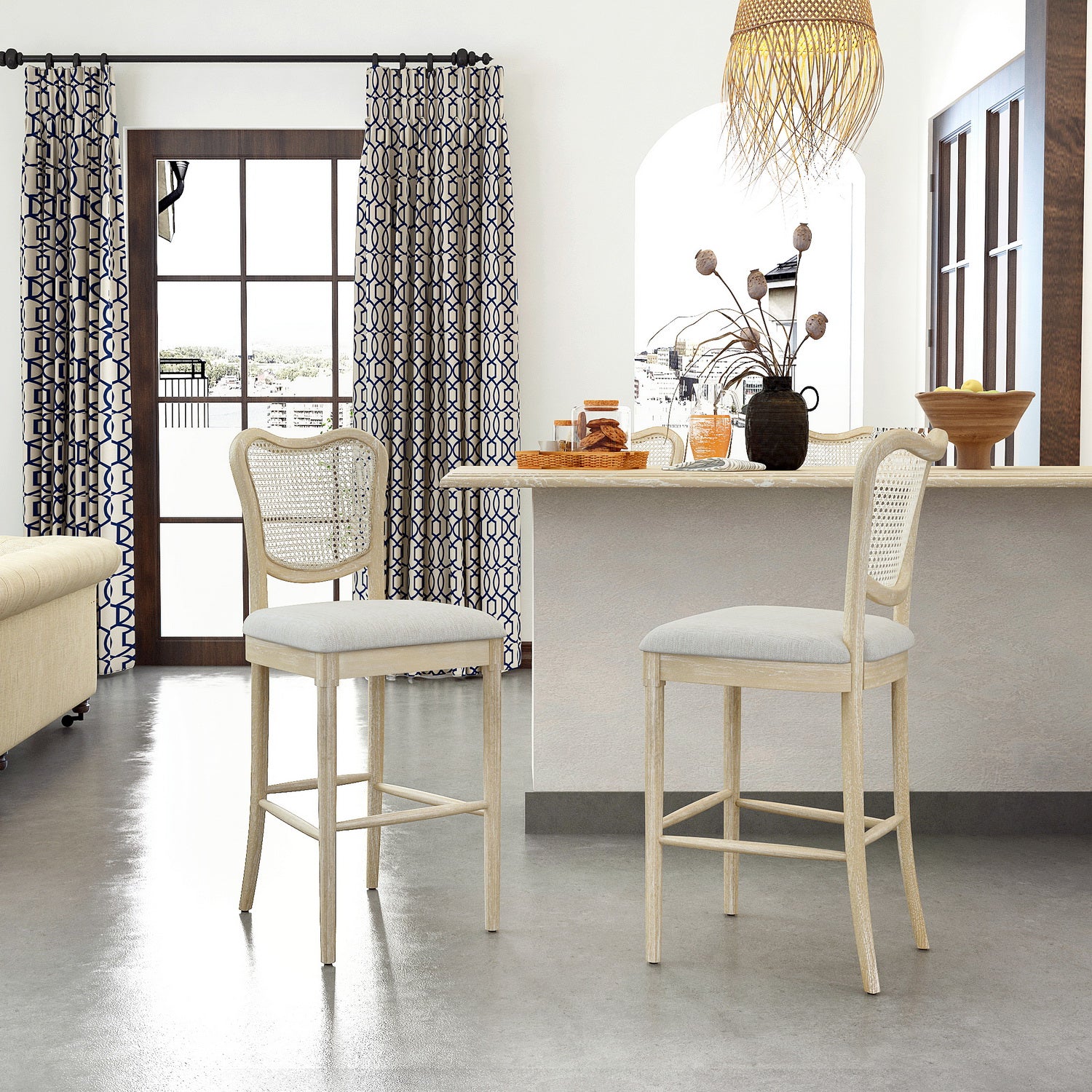Open Box Homy Casa EIKKI HIGH BAR GREY 19.69" W x 22.05" D x 42.13" H Bar Stool for Home and Workspace