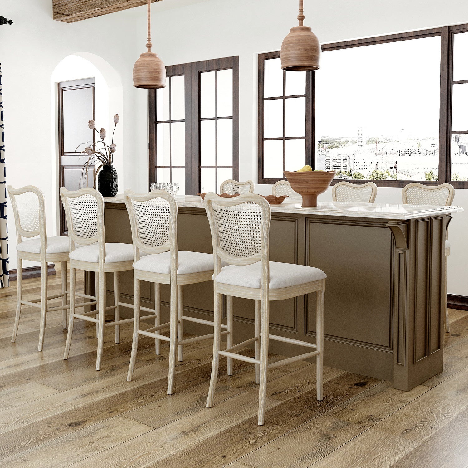 Open Box Homy Casa EIKKI HIGH BAR GREY 19.69" W x 22.05" D x 42.13" H Bar Stool for Home and Workspace