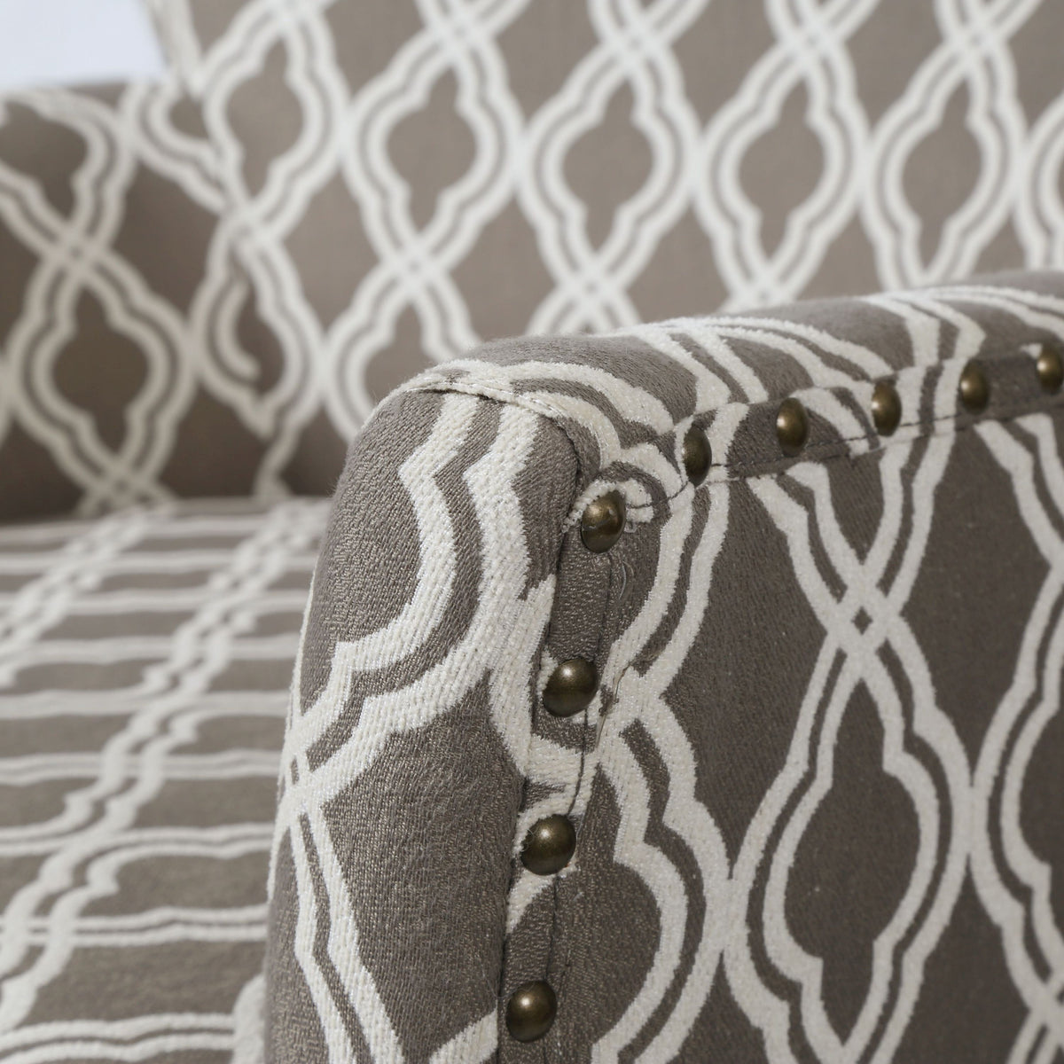 Homy Casa ELLIOT Pattern Accent Chair with Solid Wood Legs and Fireproof Fabric, Open Box