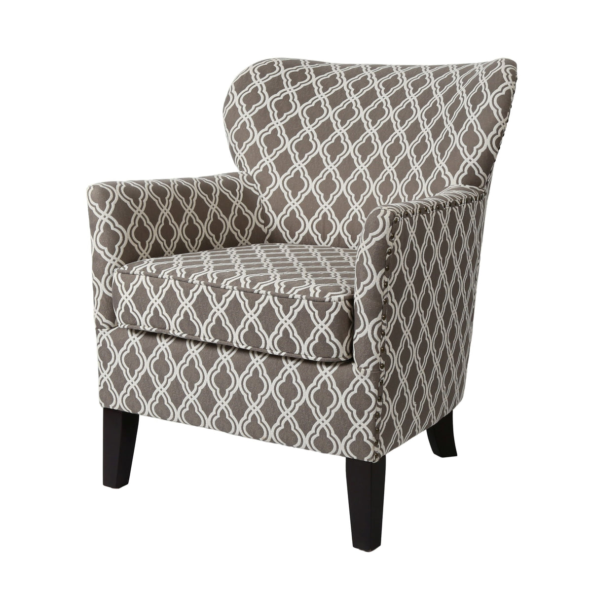Homy Casa ELLIOT Pattern Accent Chair with Solid Wood Legs and Fireproof Fabric, Open Box