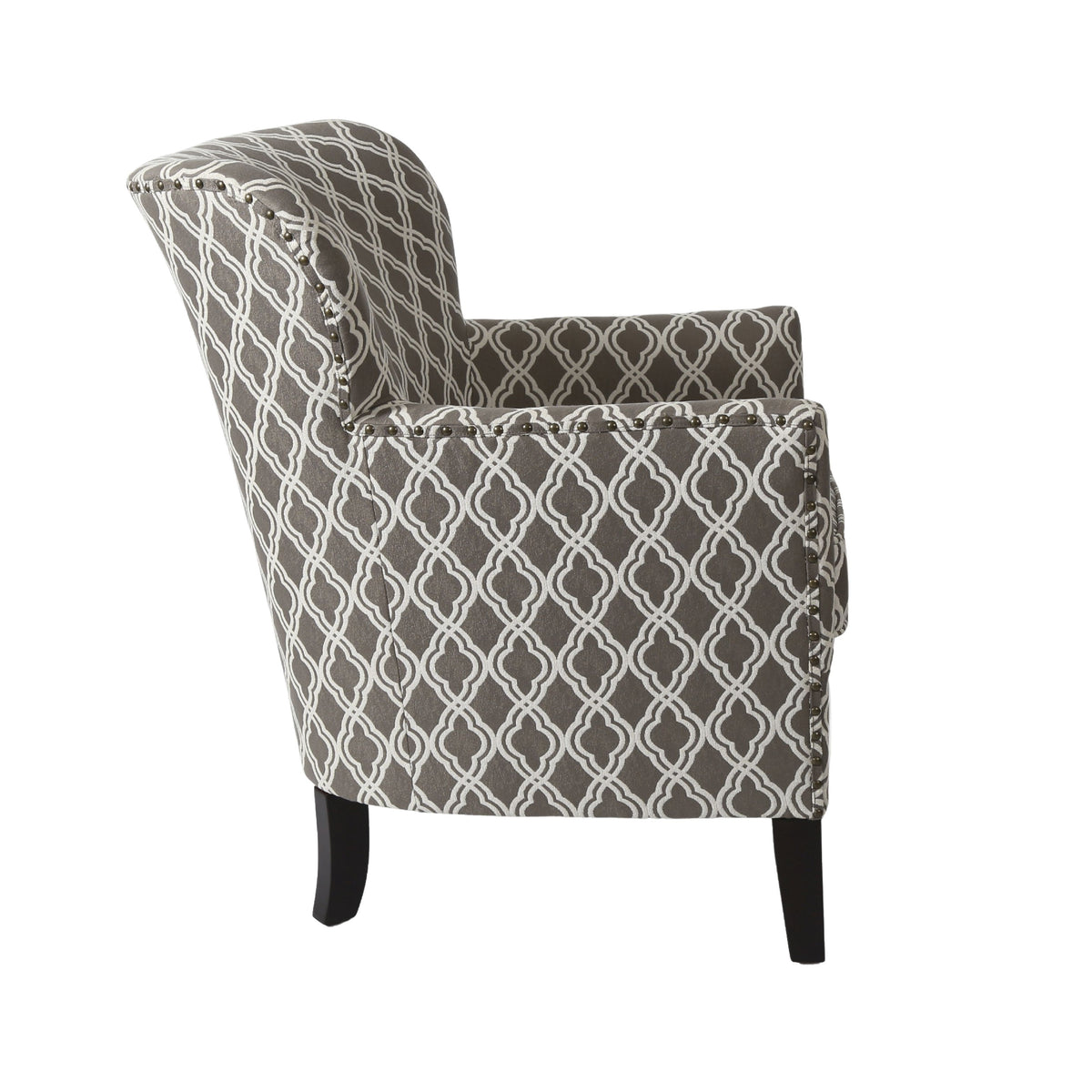 Homy Casa ELLIOT Pattern Accent Chair with Solid Wood Legs and Fireproof Fabric, Open Box