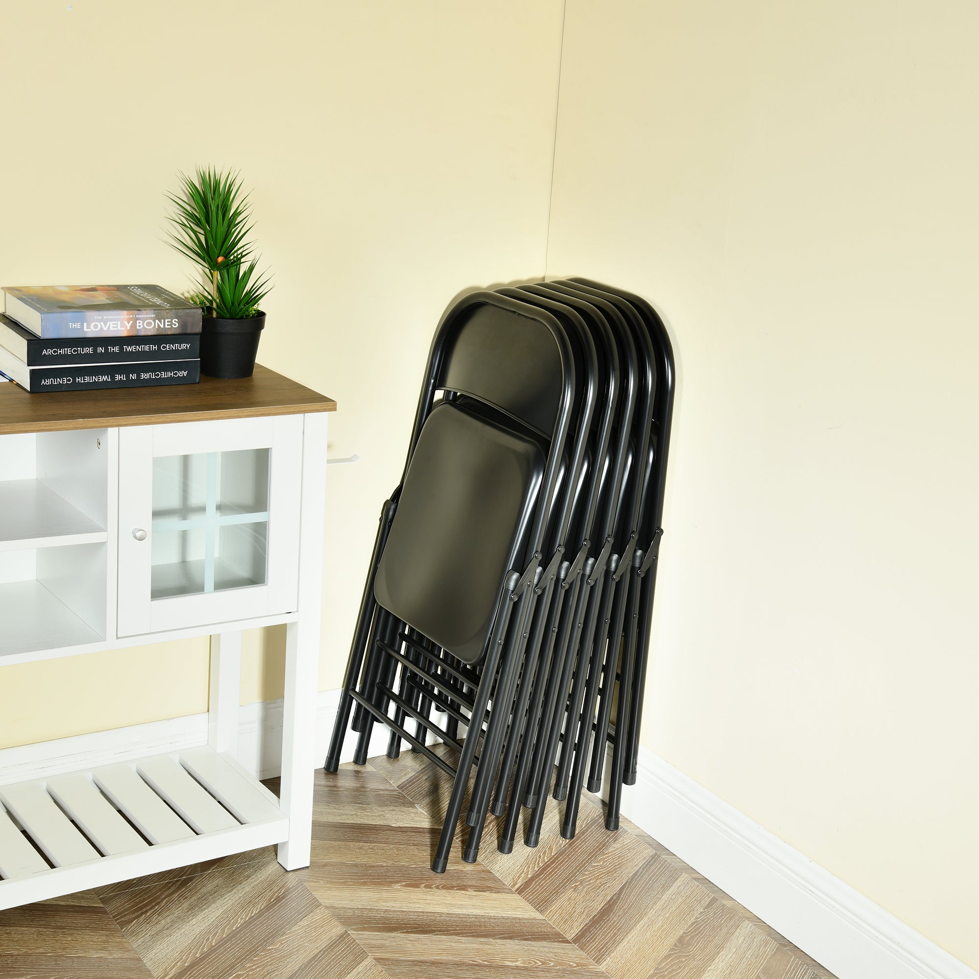 Homy Casa Fair 4 Piece Metal Folding Dining Chair Black