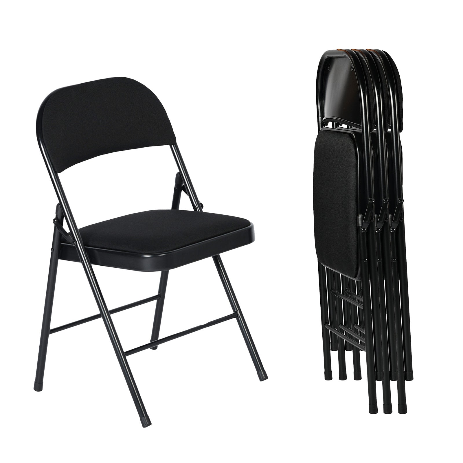 Homy Casa Fair 4 Piece Metal Folding Dining Chair Black