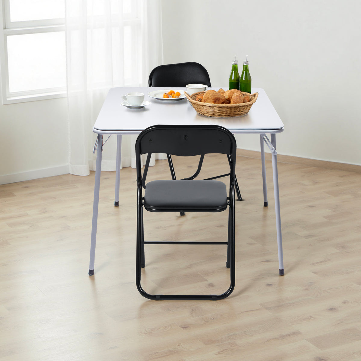 Homy Casa FERN 34" Folding Table for Home and Workspace, Grey