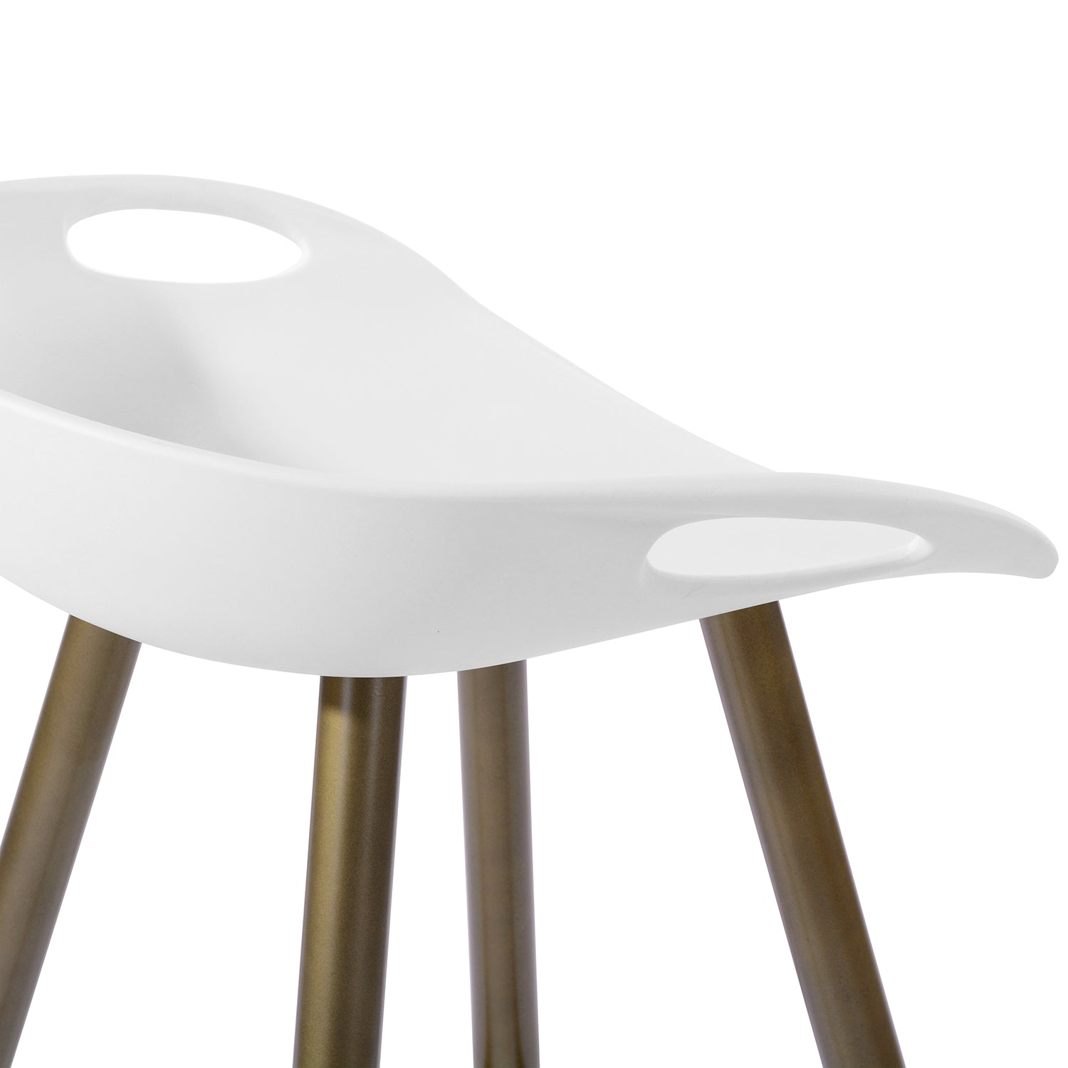 Open Box Homy Casa FIYAN PP White and Bronze Bar Stool 17.72" x 17.72" x 28.94" Modern Seating Solution
