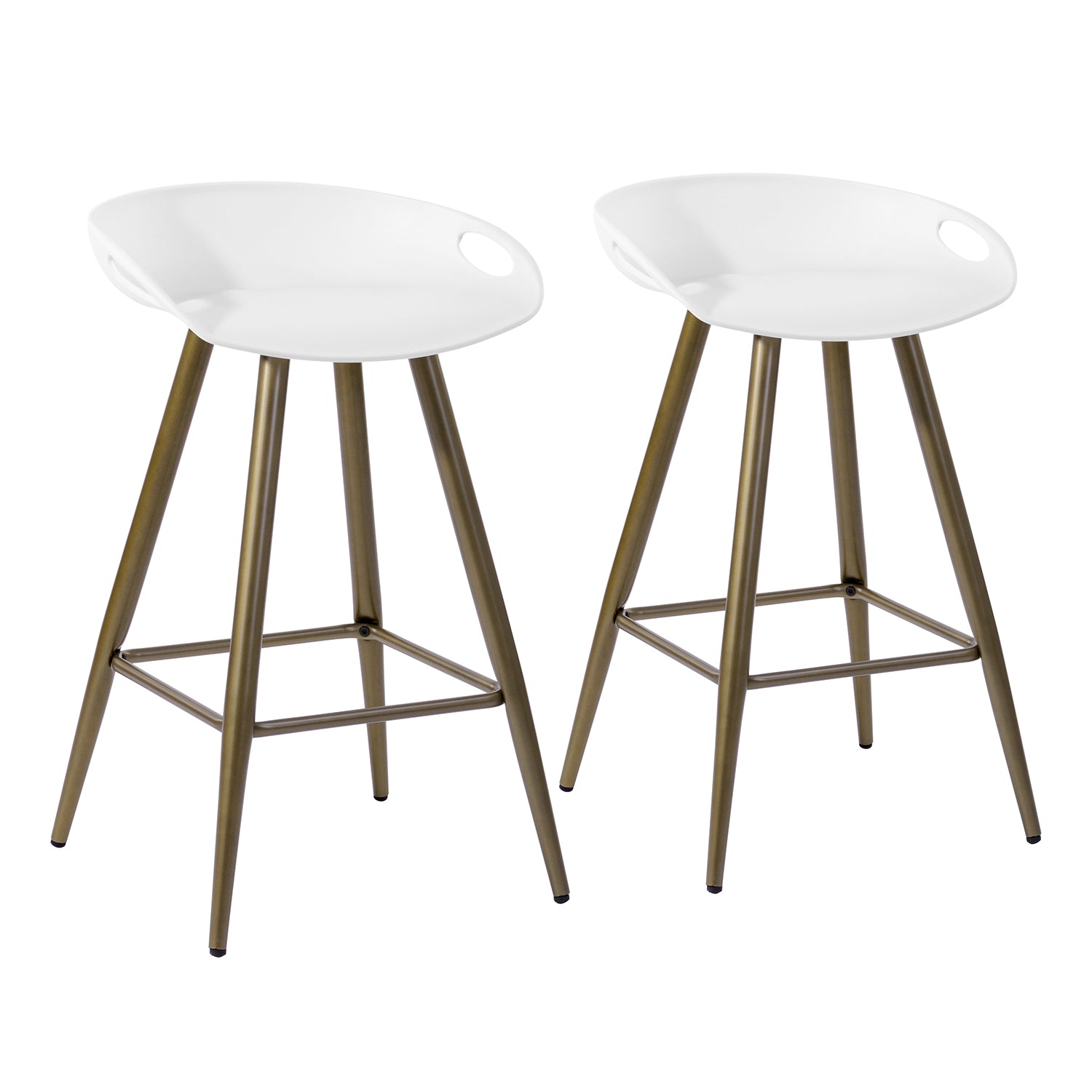 Open Box Homy Casa FIYAN PP White and Bronze Bar Stool 17.72" x 17.72" x 28.94" Modern Seating Solution