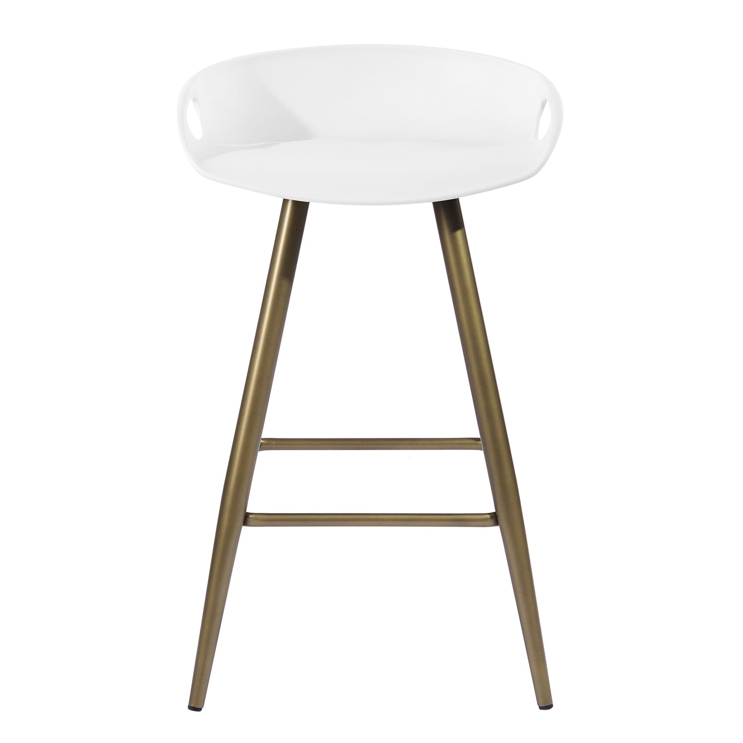 Open Box Homy Casa FIYAN PP White and Bronze Bar Stool 17.72" x 17.72" x 28.94" Modern Seating Solution