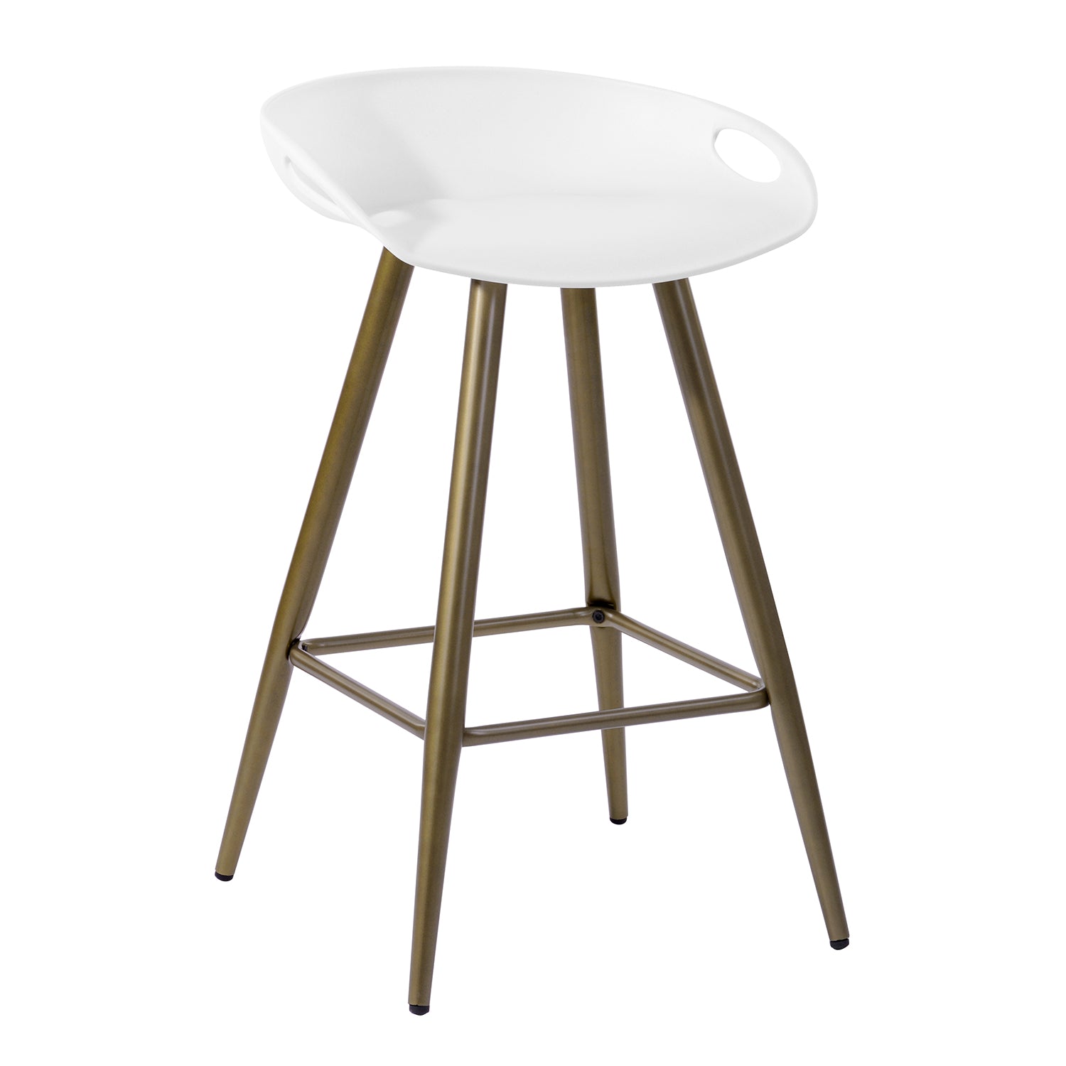 Open Box Homy Casa FIYAN PP White and Bronze Bar Stool 17.72" x 17.72" x 28.94" Modern Seating Solution