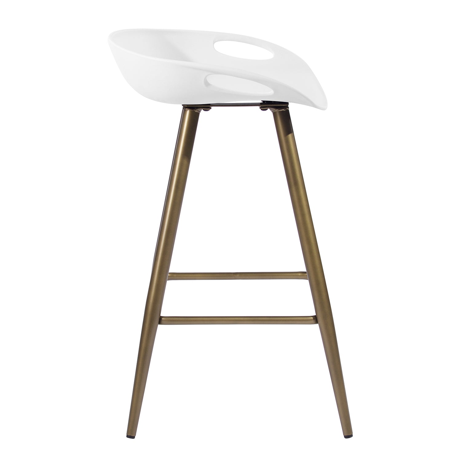 Open Box Homy Casa FIYAN PP White and Bronze Bar Stool 17.72" x 17.72" x 28.94" Modern Seating Solution