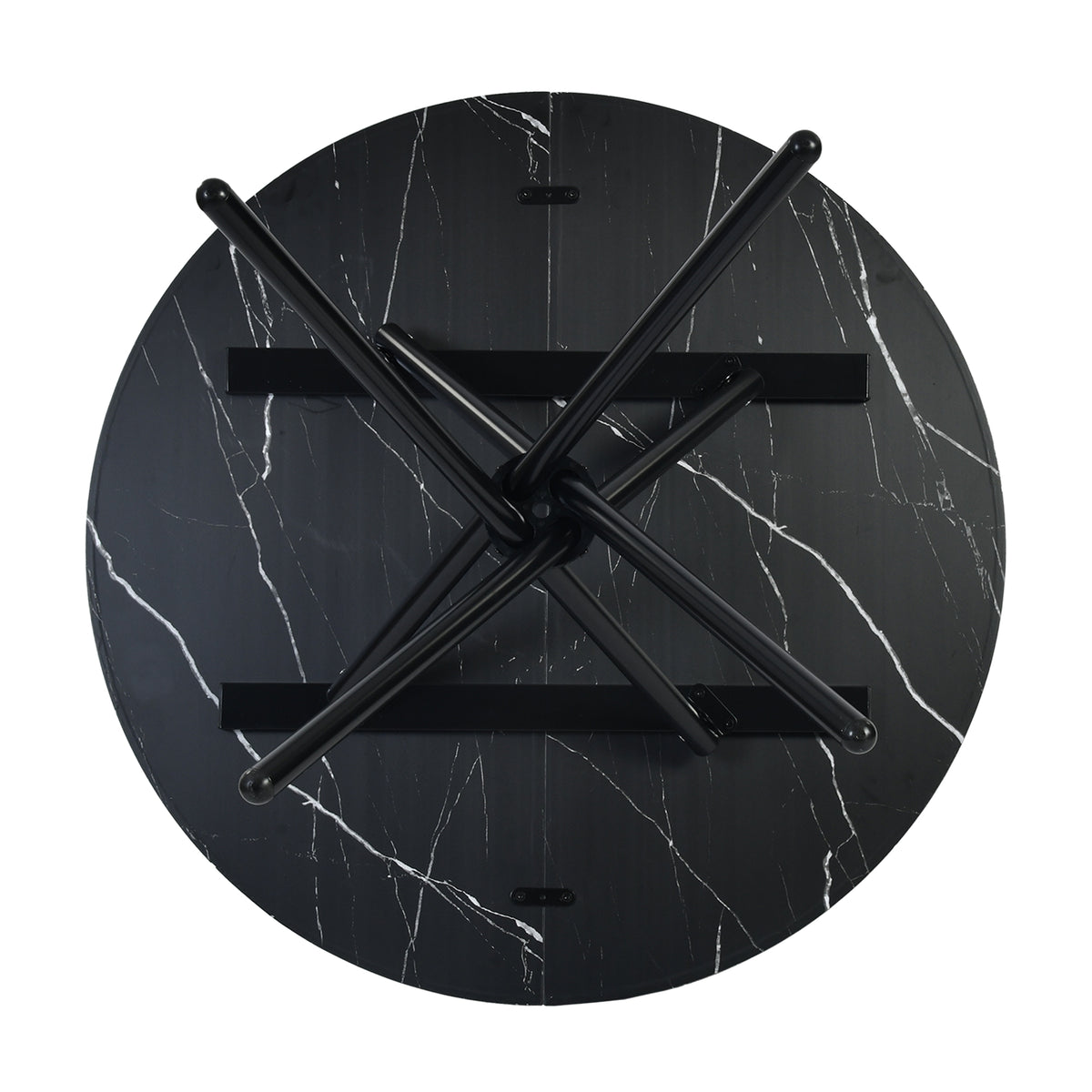 Fontana Modern 39.4" Round Dining Table with Criss-Cross Metal Legs