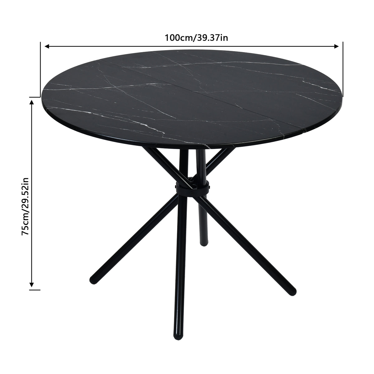 Fontana Modern 39.4" Round Dining Table with Criss-Cross Metal Legs