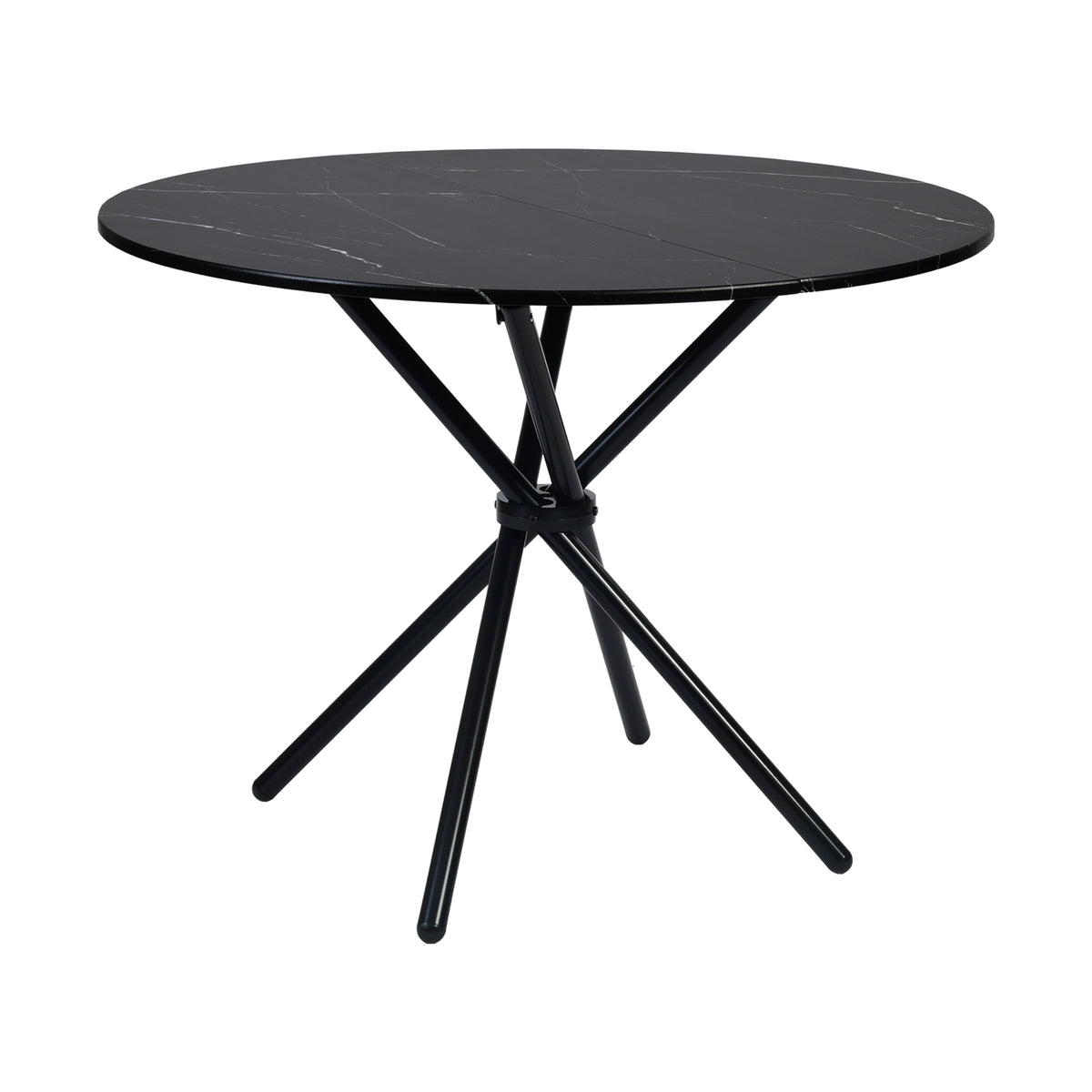 Fontana Modern 39.4" Round Dining Table with Criss-Cross Metal Legs