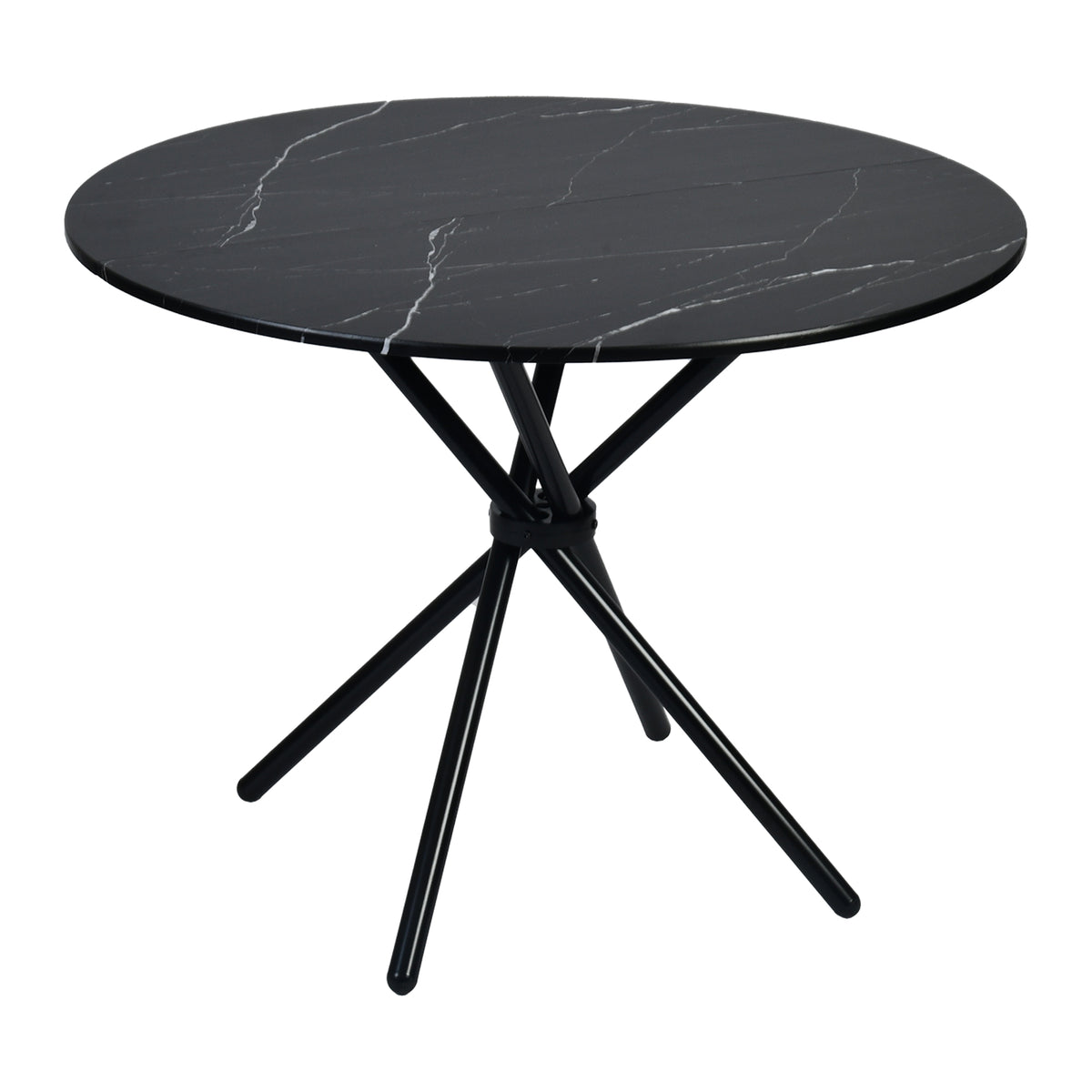 Fontana Modern 39.4" Round Dining Table with Criss-Cross Metal Legs