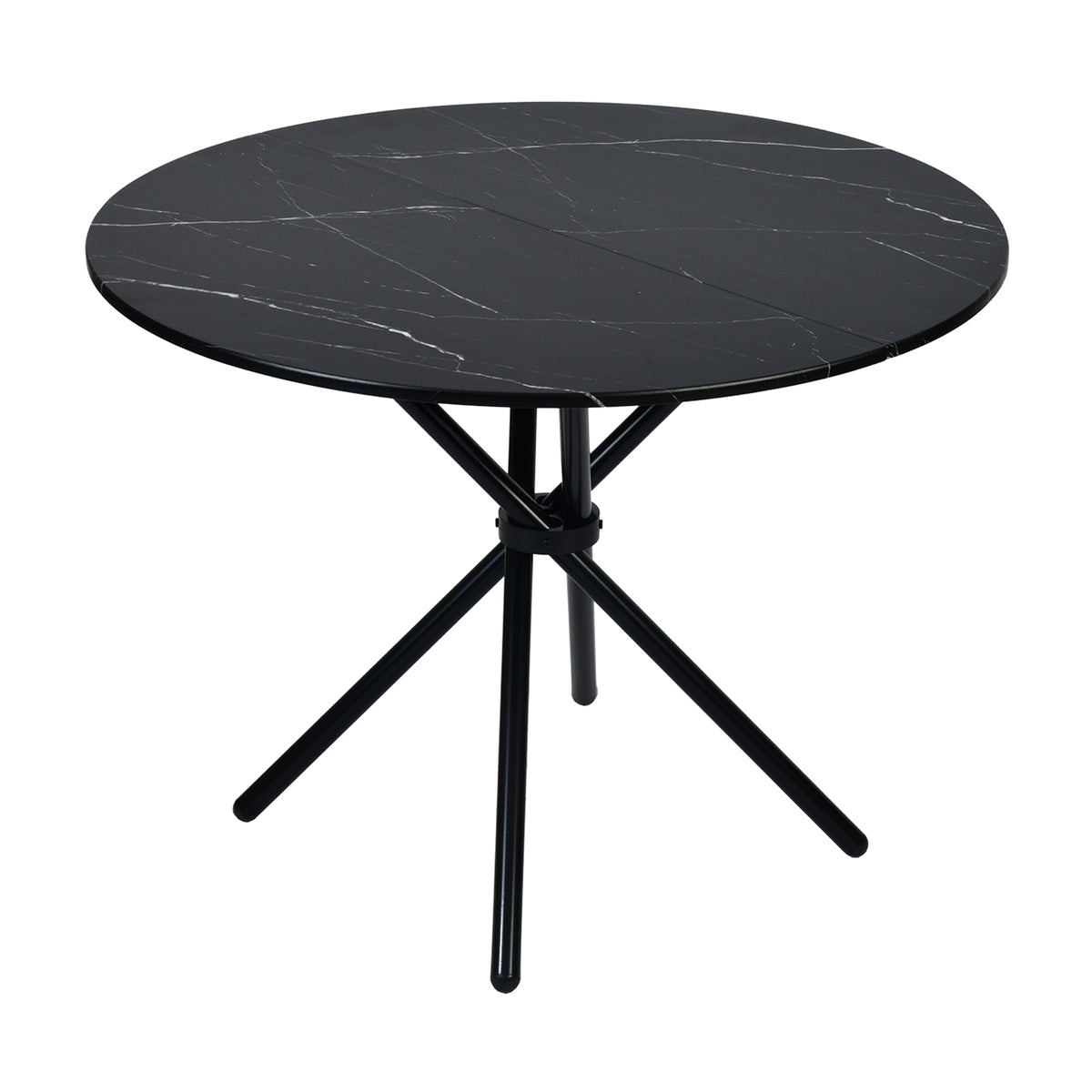 Fontana Modern 39.4" Round Dining Table with Criss-Cross Metal Legs