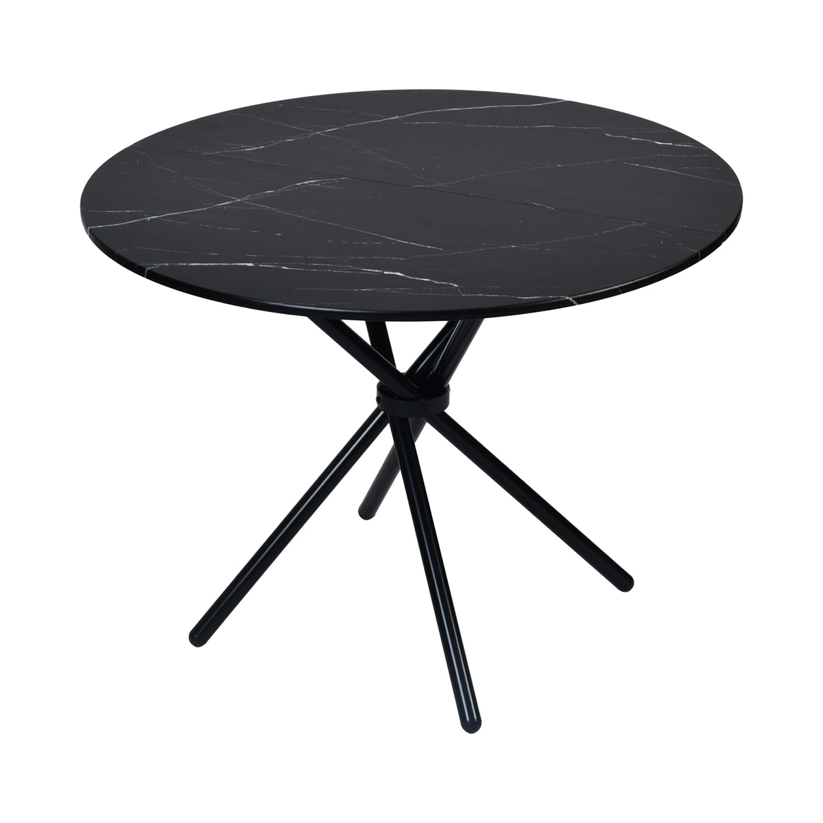 Fontana Modern 39.4" Round Dining Table with Criss-Cross Metal Legs