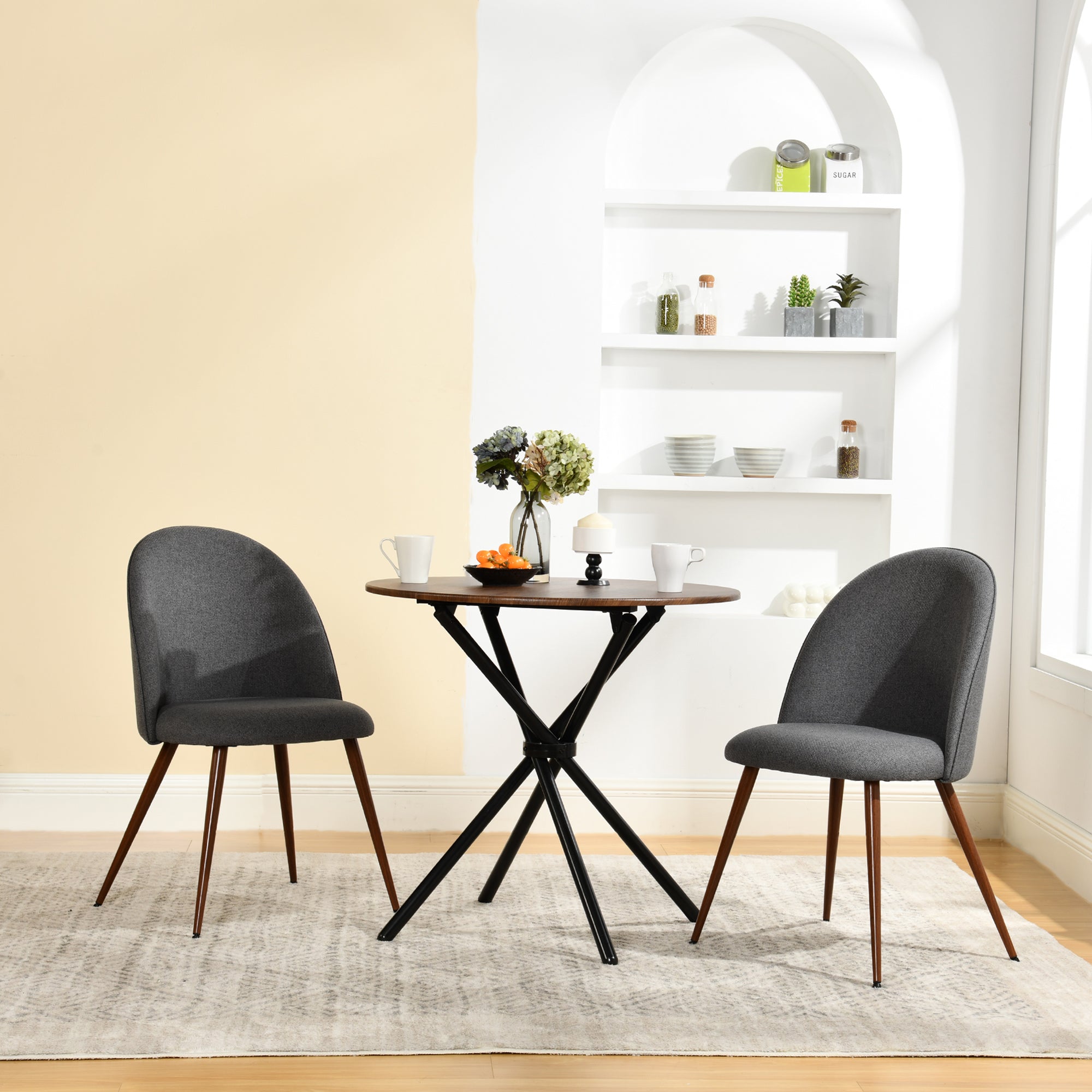Fontana 3 Piece Expresso Brown & Haven Upholstered Dining Set