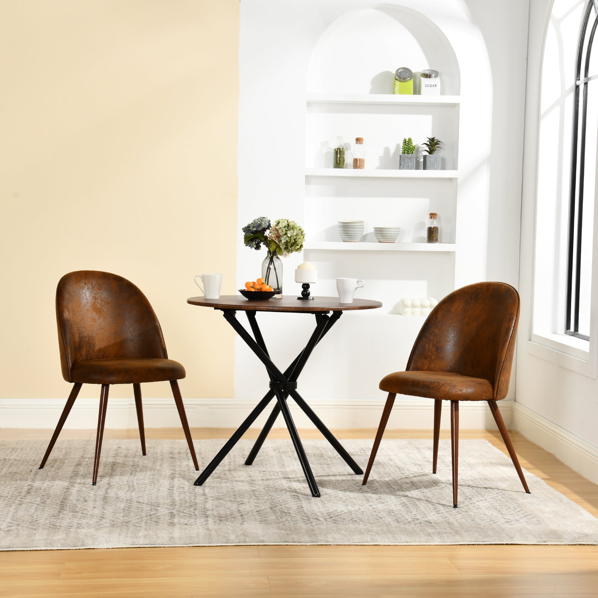 Fontana 3 Piece Expresso Brown & Haven Upholstered Dining Set