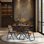 Fontana 5 Piece Expresso Brown & Peacock Folding Dining Set