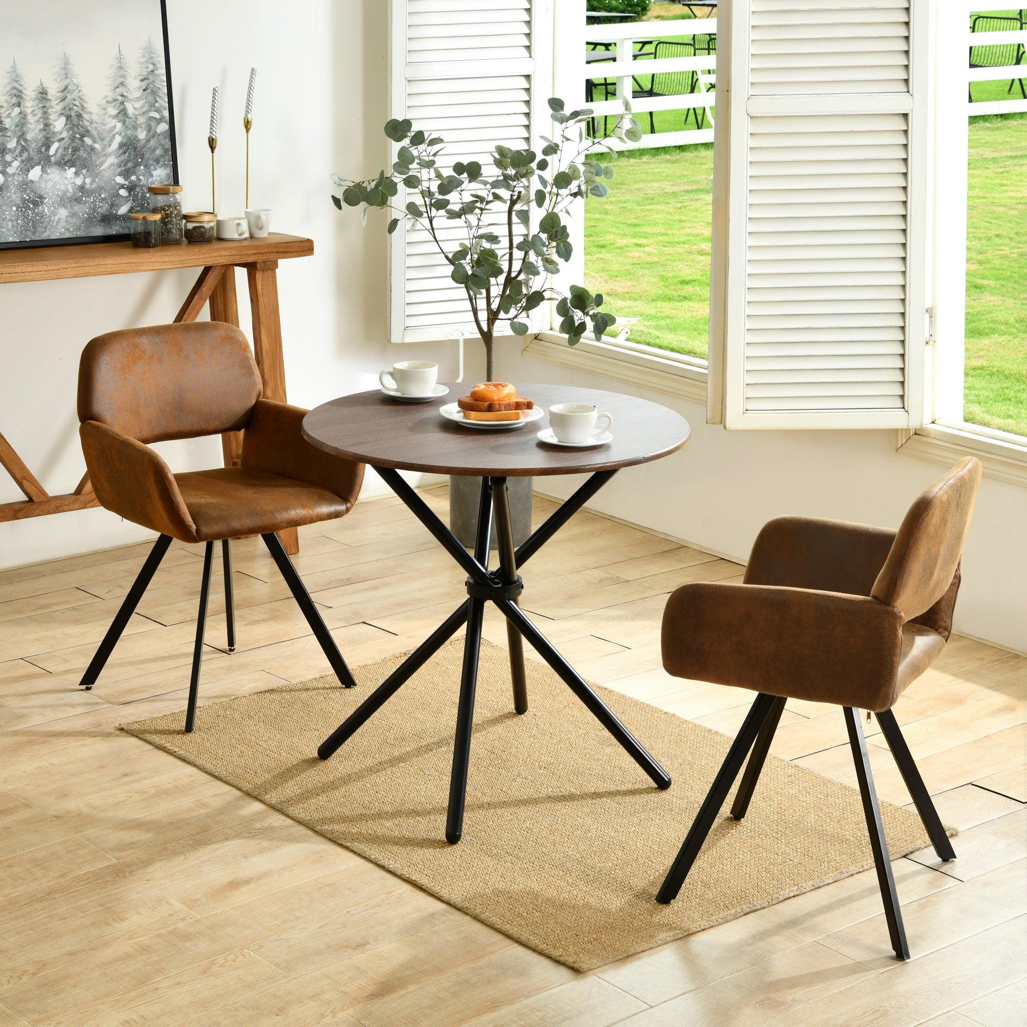 Fontana 3 Piece Expresso Brown & California Upholstered Dining Set