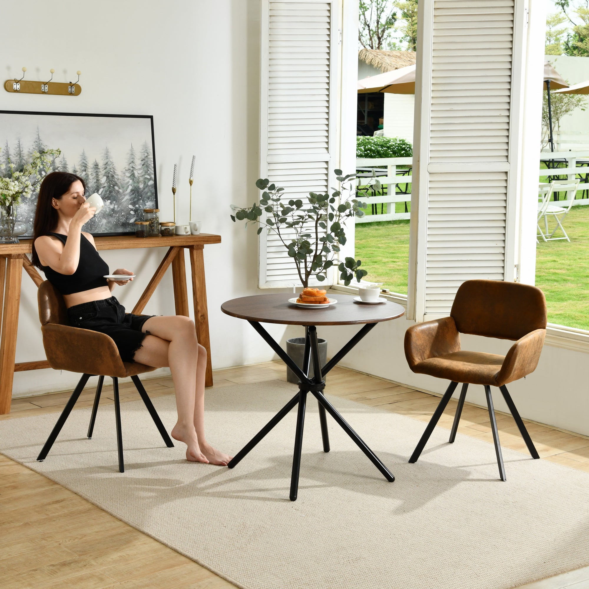 Fontana 3 Piece Expresso Brown & California Upholstered Dining Set