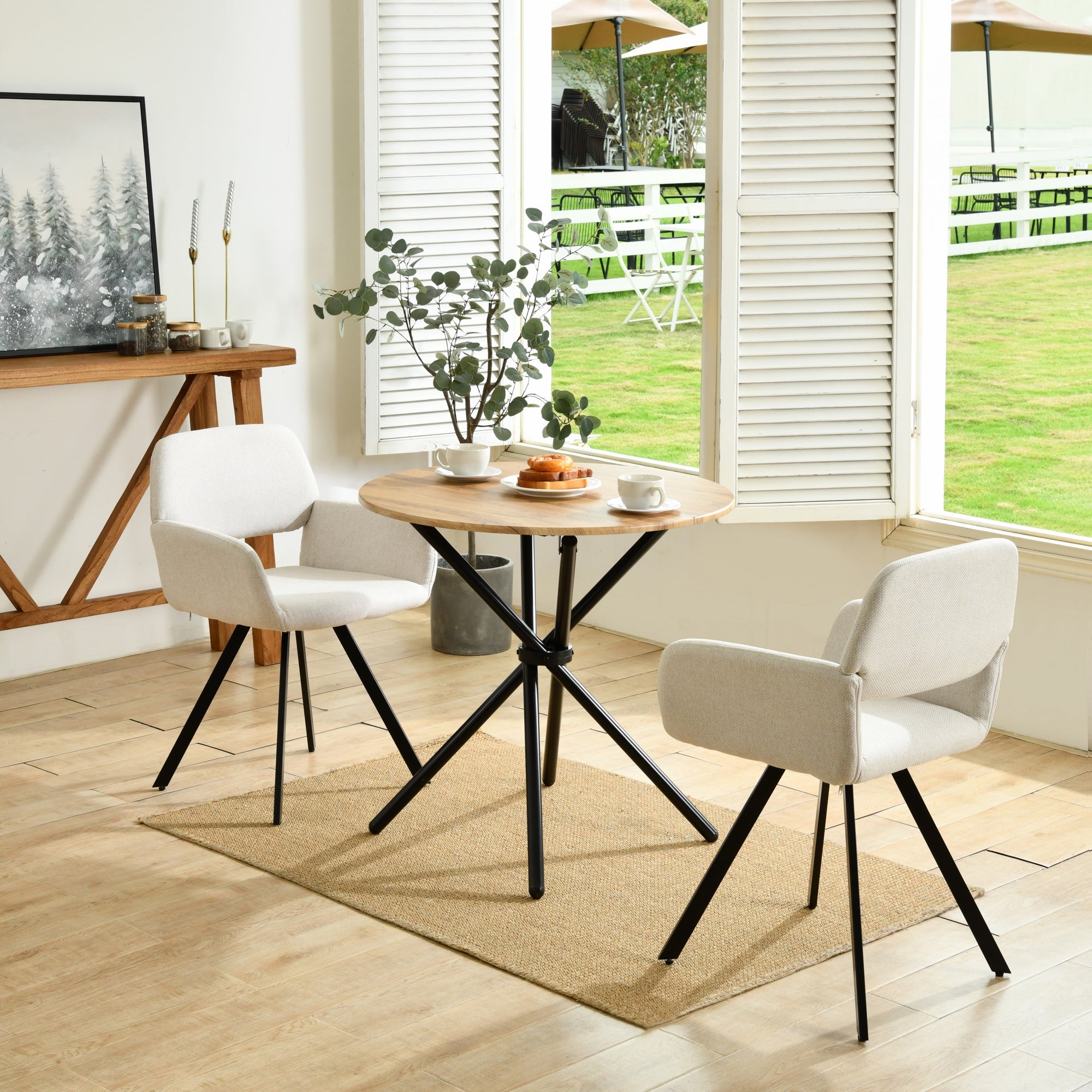 Fontana 3 Piece Oak & California Upholstered Dining Set