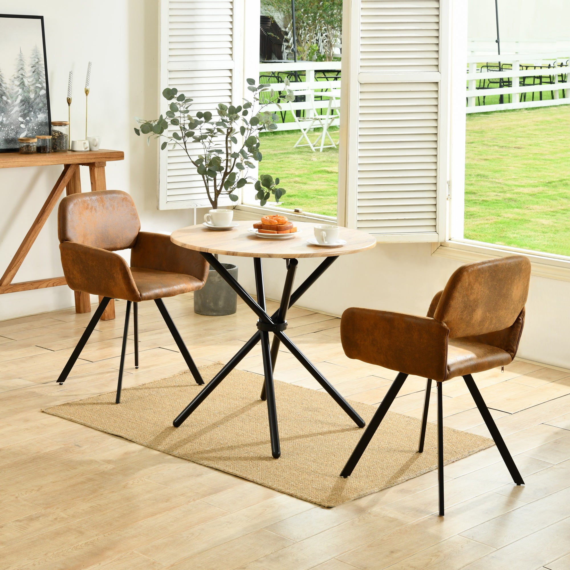 Fontana 3 Piece Oak & California Upholstered Dining Set