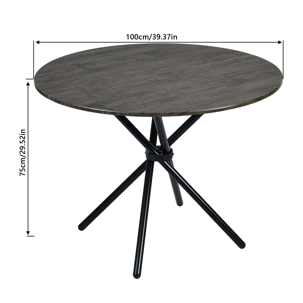 Homy Casa Fontana Dark Brown 39.4" Round Dining Table for Outdoor Dining