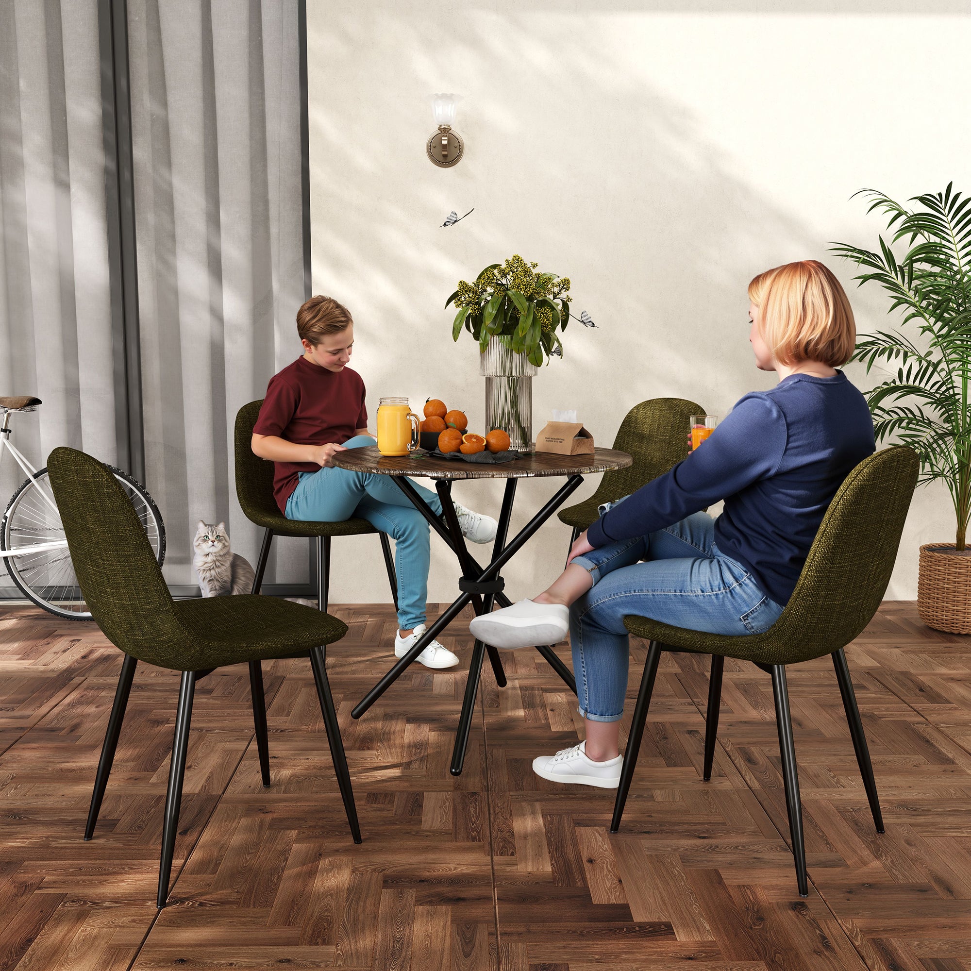 Fontana 5 Piece Expresso Brown & Charlton Upholstered Dining Set