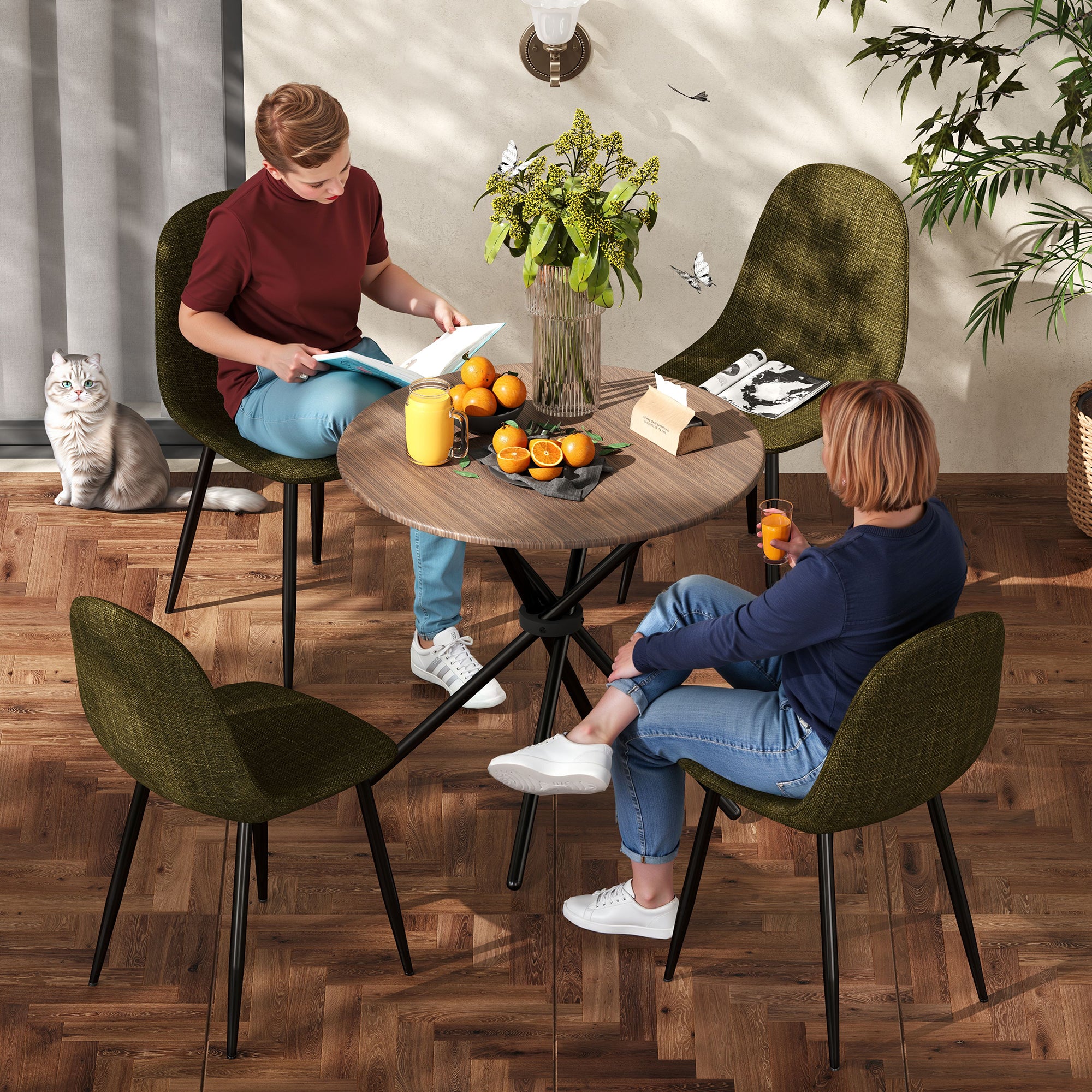 Fontana 5 Piece Expresso Brown & Charlton Upholstered Dining Set