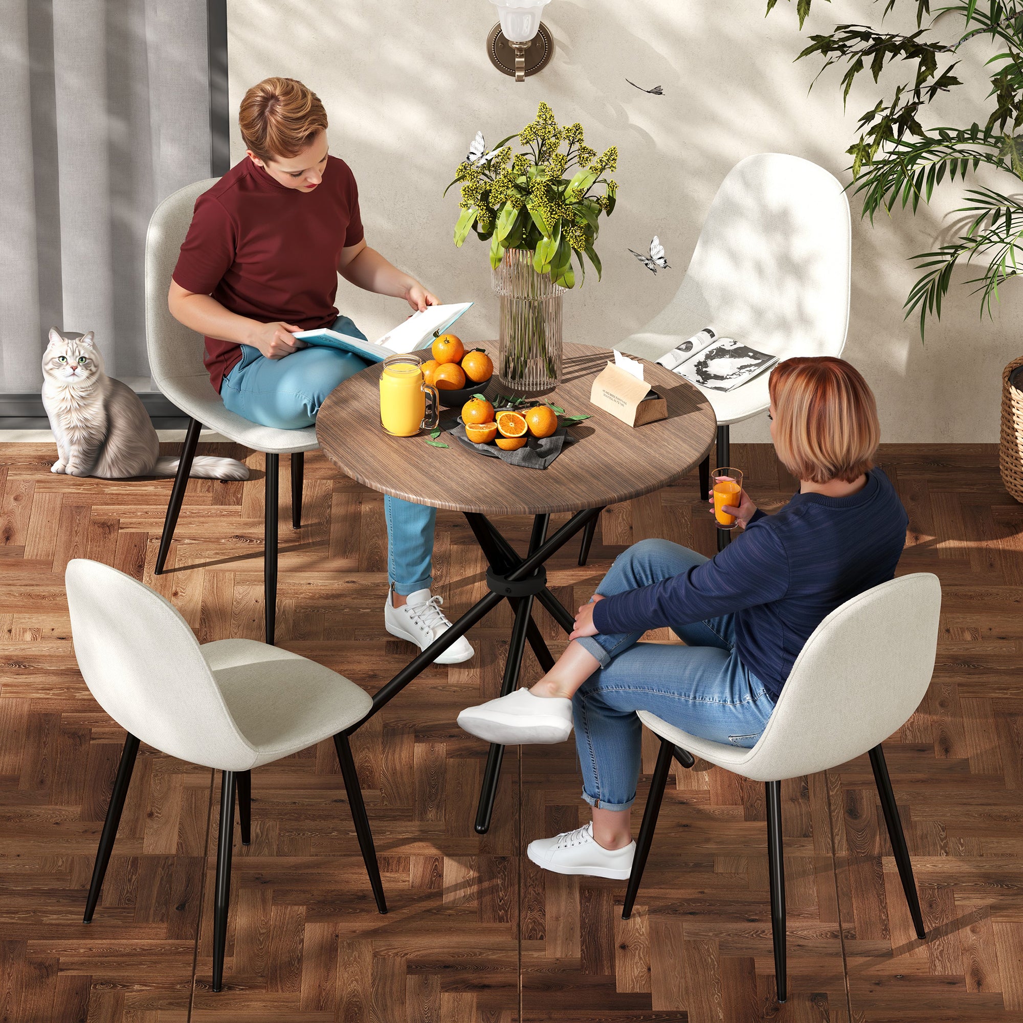 Fontana 5 Piece Expresso Brown & Charlton Upholstered Dining Set