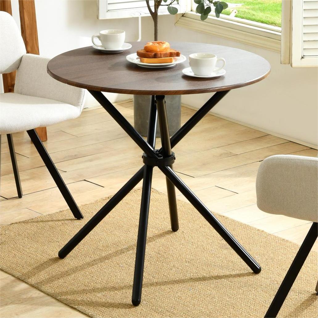 Homy Casa FONTANA KD 80CM Espresso "31.5" Round Dining Table for Home, Apartment, Office