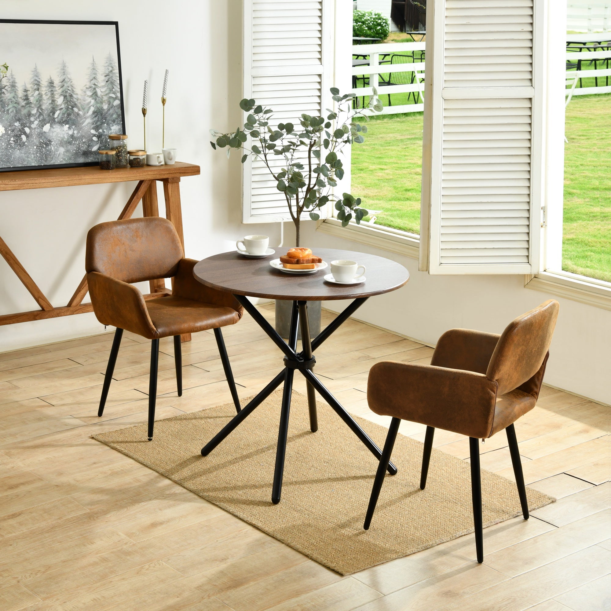 Fontana 3 Piece Expresso Brown & Mayfair Upholstered Dining Set