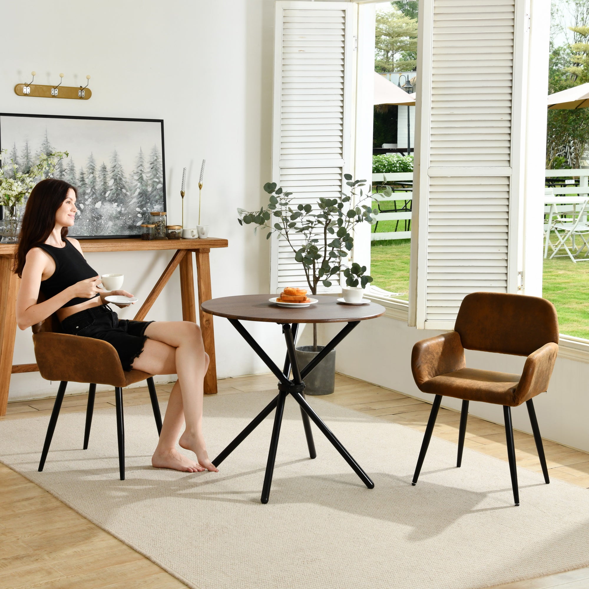 Fontana 3 Piece Expresso Brown & Mayfair Upholstered Dining Set