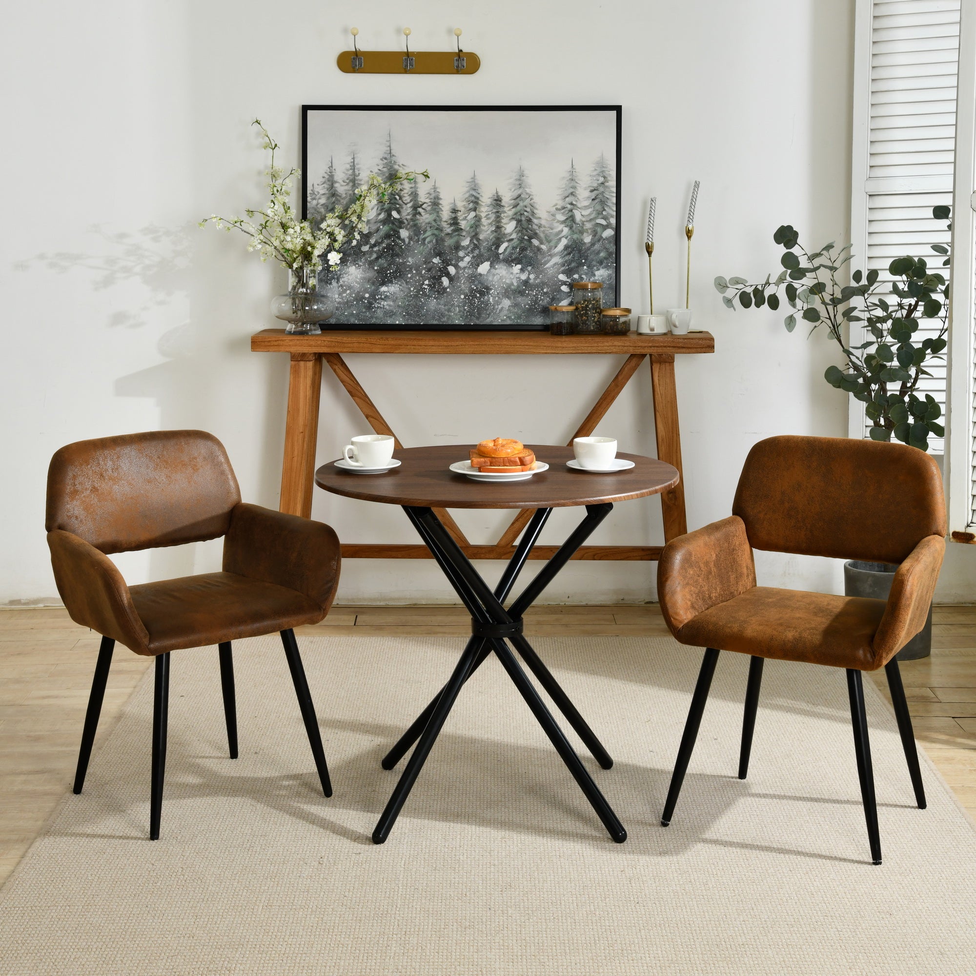 Fontana 3 Piece Expresso Brown & Mayfair Upholstered Dining Set