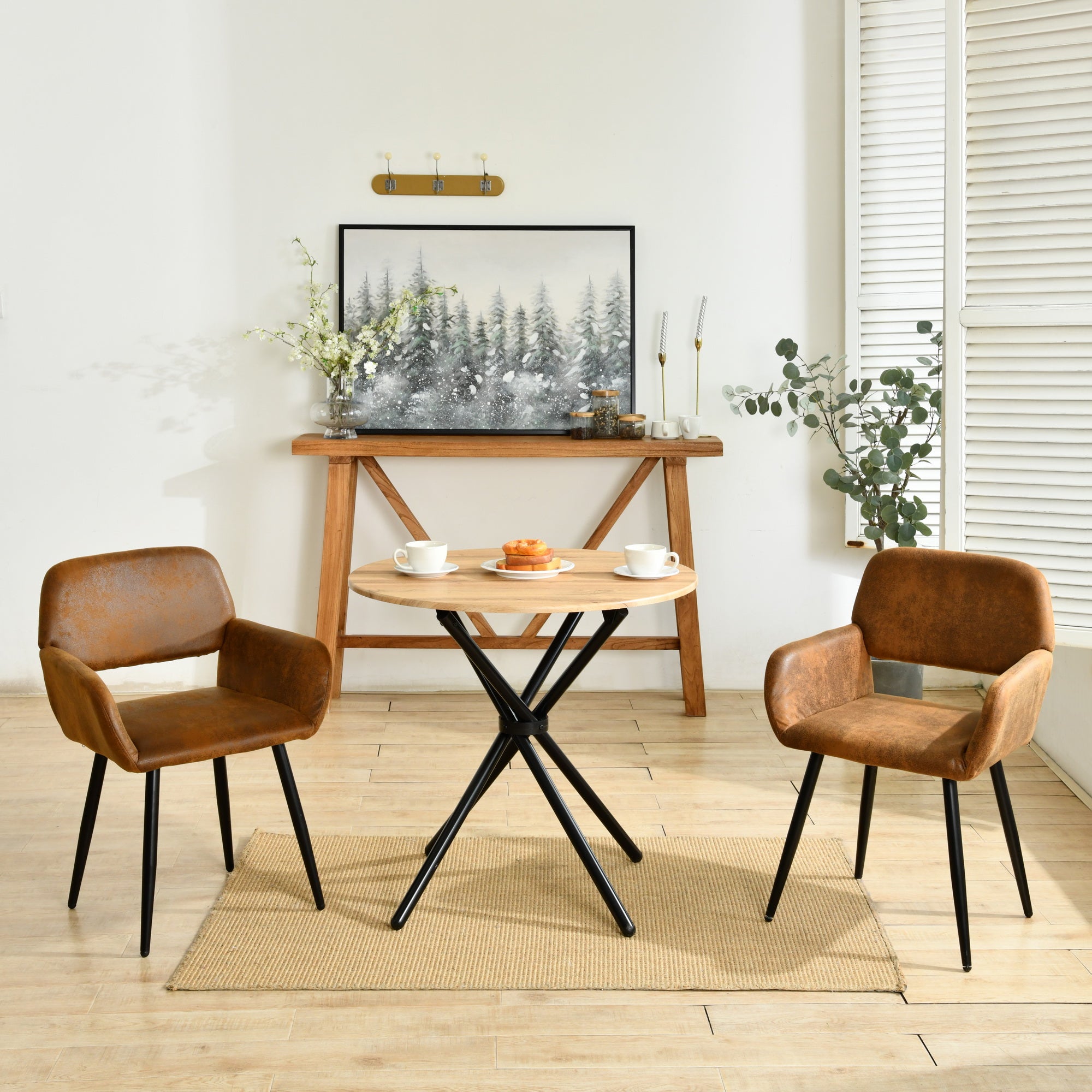 Fontana 3 Piece Oak & Mayfair Upholstered Dining Set
