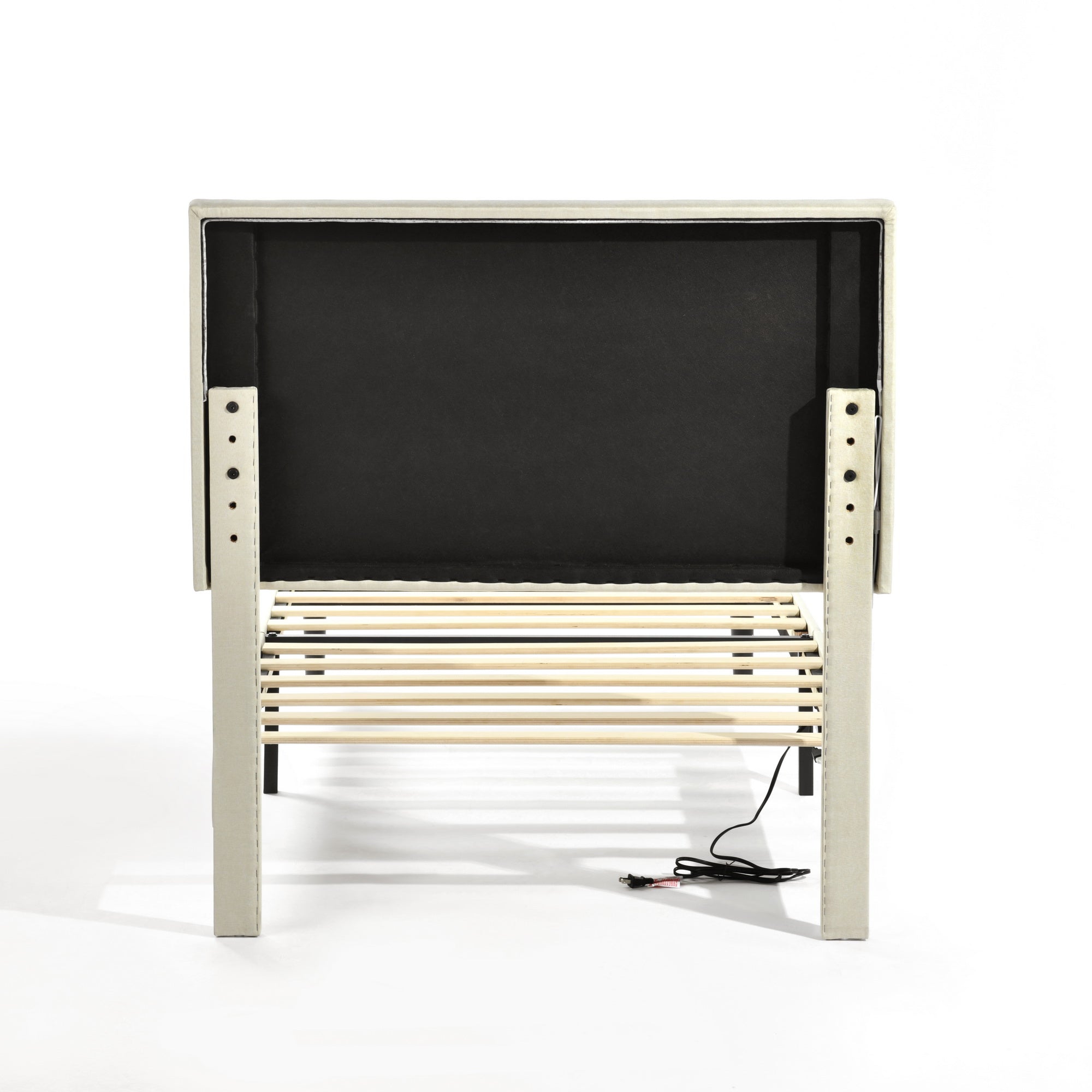 Open Box Homy Casa FOOTHILL TWIN BEIGE "41.3" x 78.5" Upholstered Bed with USB and LED - Twin Size Bed Frame for Bedroom
