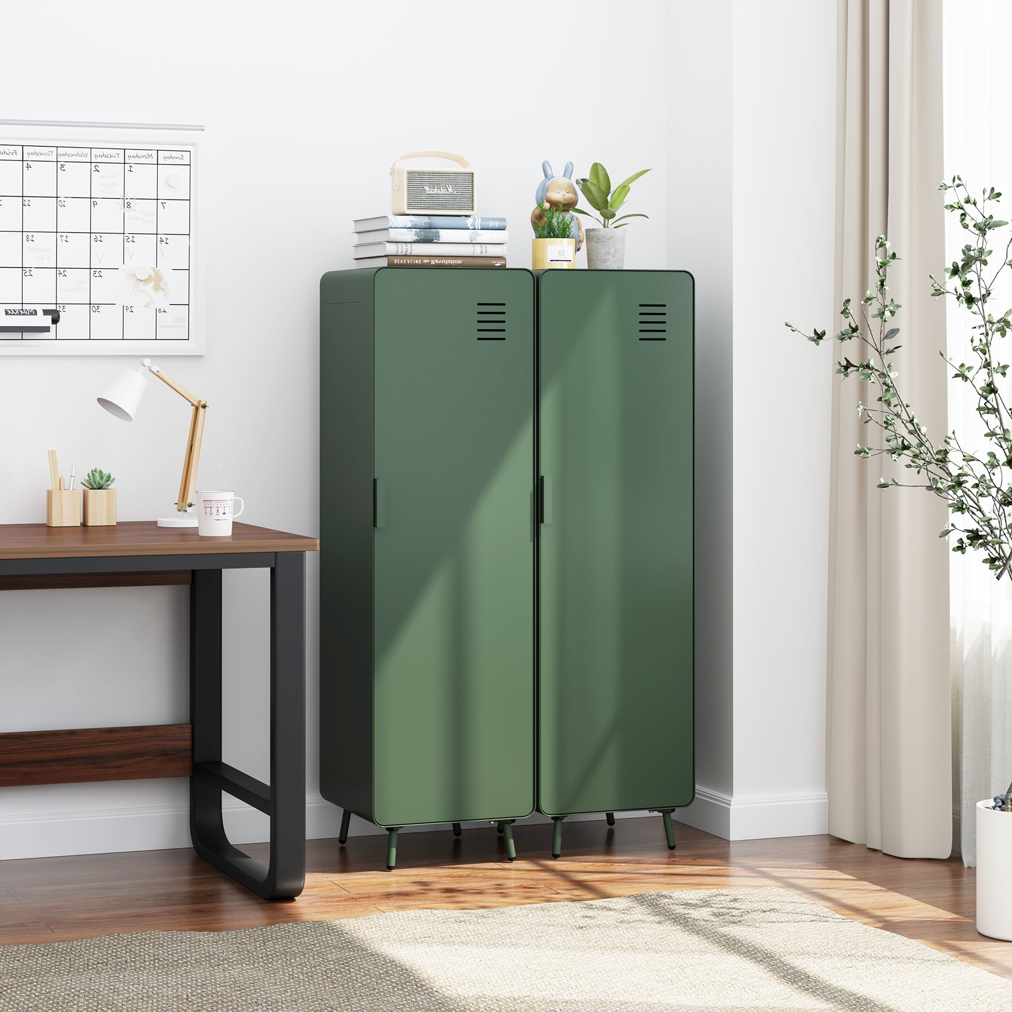 Homy Casa FORESTLINE Hallway Cabinet Cactus Green "15.75" W x 15.75" D x 53.94" H Storage Locker