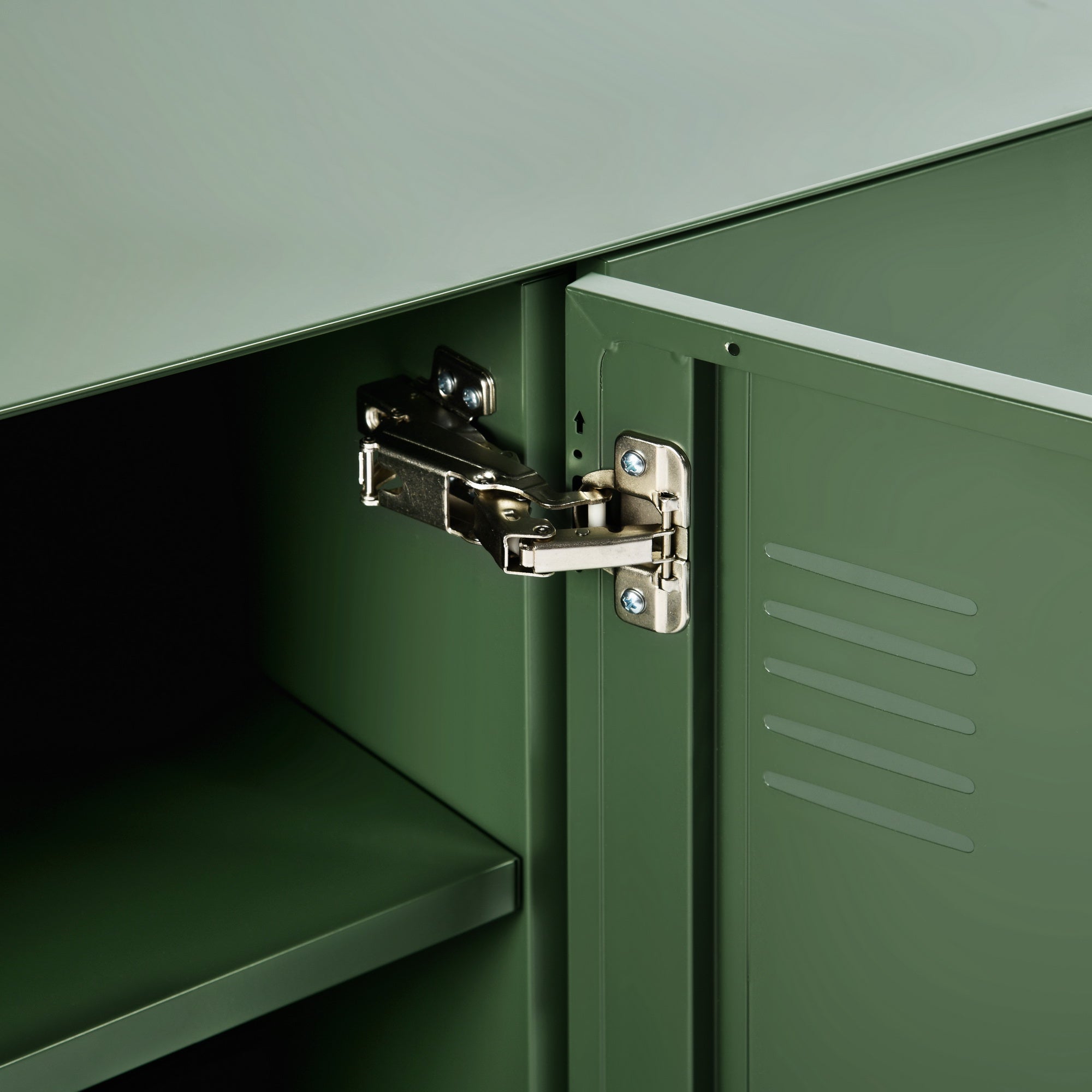Homy Casa FORESTLINE LOW 3-DOOR CABINET CACTUS GREEN "47.2" W x 15.7" D x 22.4" H Storage Cabinet for Living Room, Bedroom, or Office