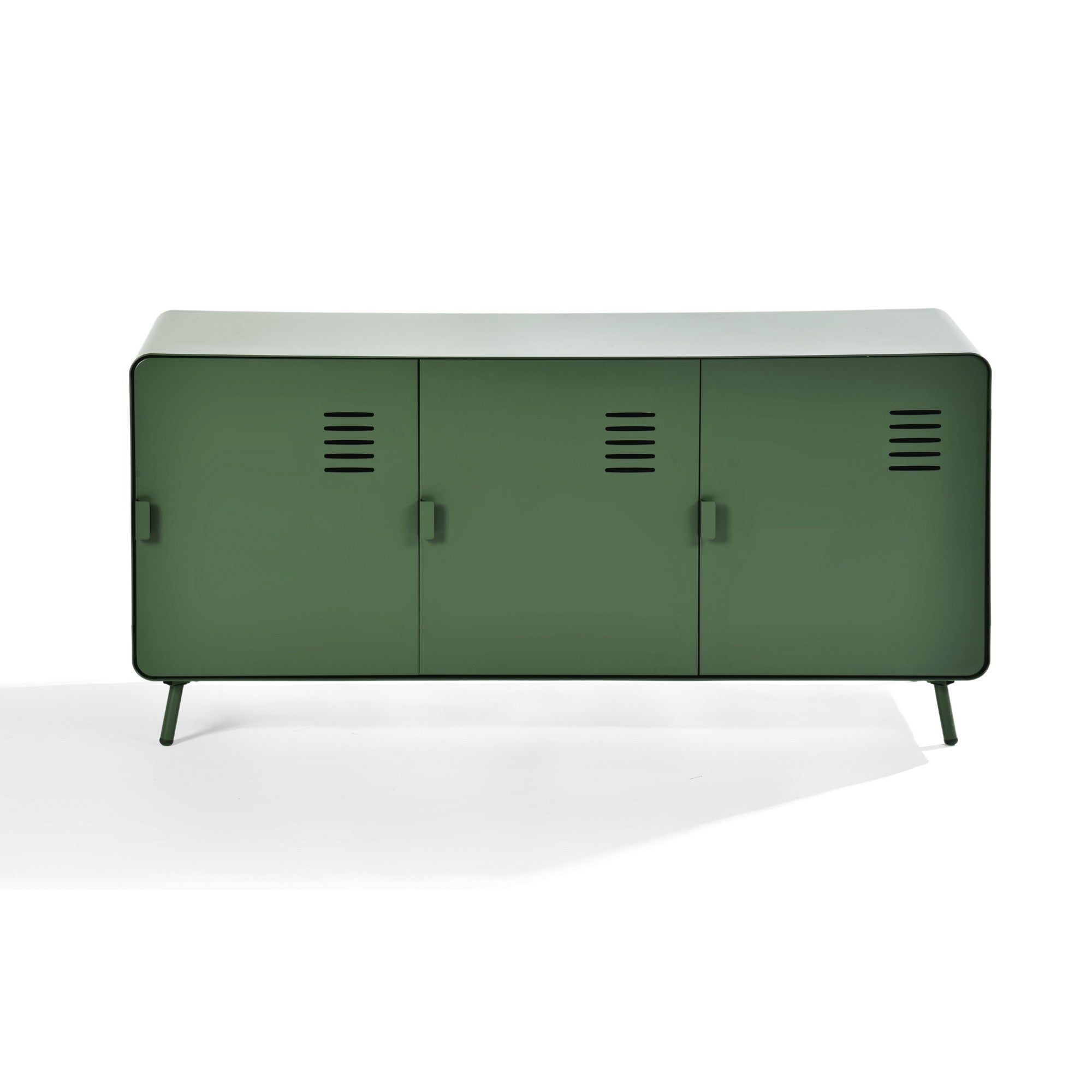 Homy Casa FORESTLINE LOW 3-DOOR CABINET CACTUS GREEN "47.2" W x 15.7" D x 22.4" H Storage Cabinet for Living Room, Bedroom, or Office