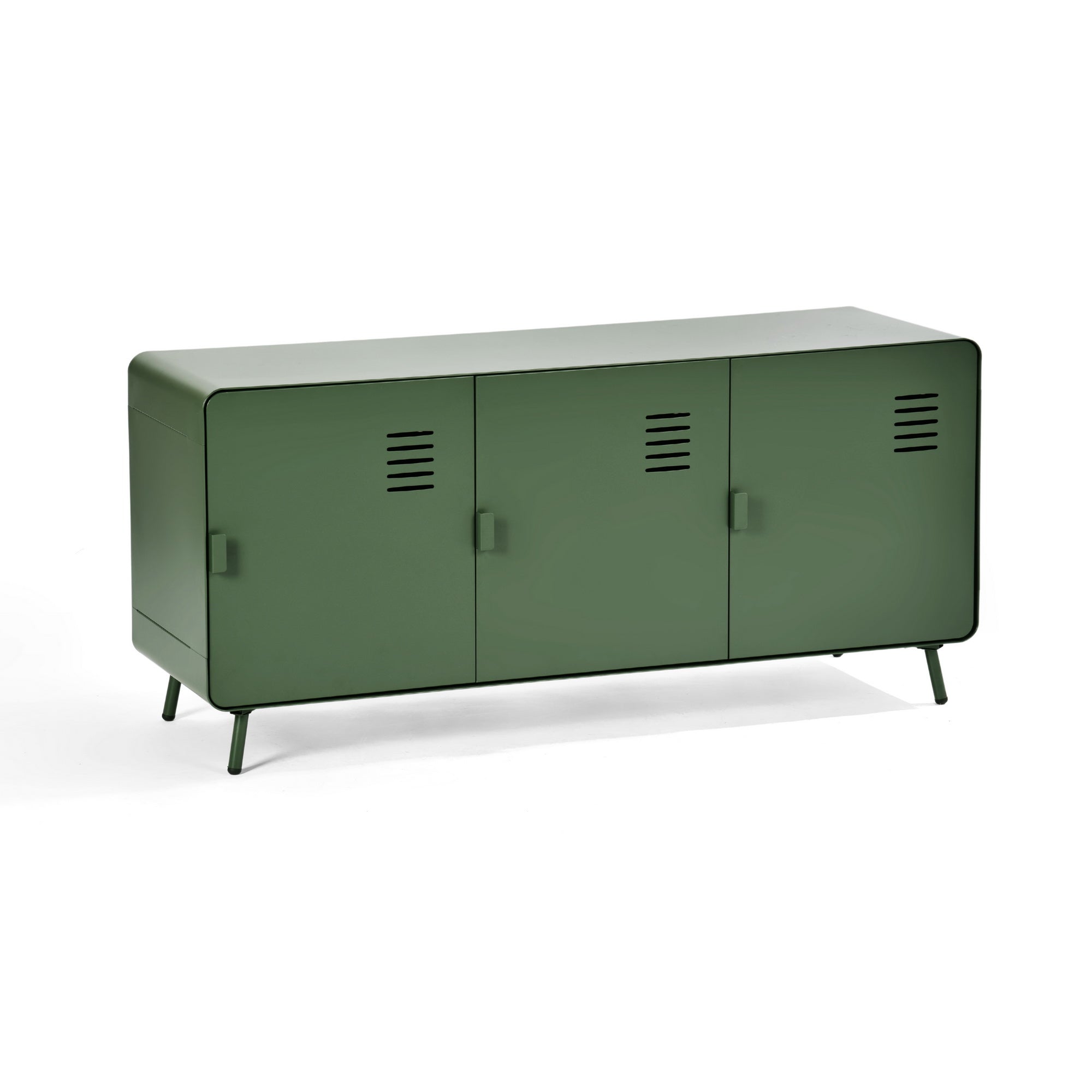 Homy Casa FORESTLINE LOW 3-DOOR CABINET CACTUS GREEN "47.2" W x 15.7" D x 22.4" H Storage Cabinet for Living Room, Bedroom, or Office