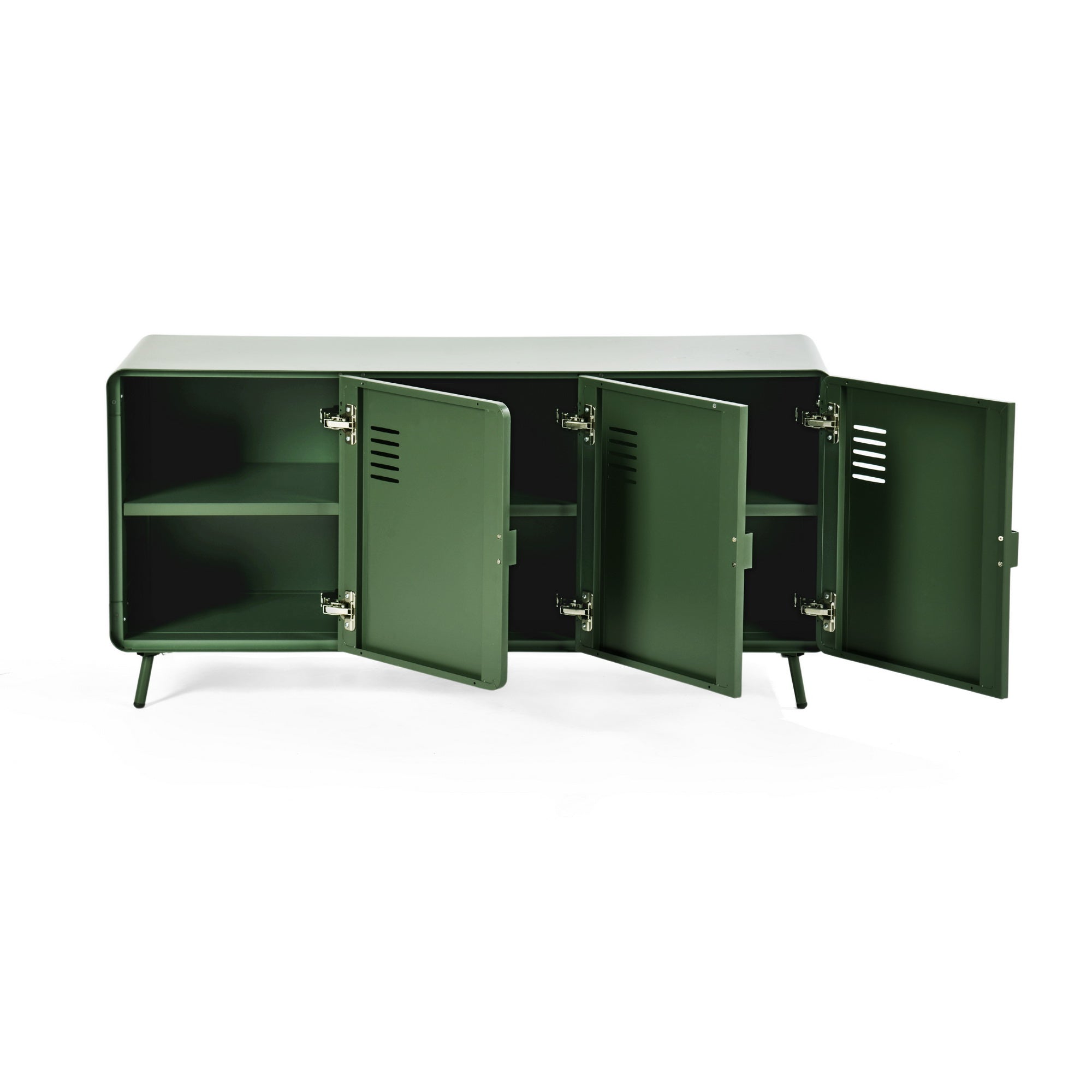 Homy Casa FORESTLINE LOW 3-DOOR CABINET CACTUS GREEN "47.2" W x 15.7" D x 22.4" H Storage Cabinet for Living Room, Bedroom, or Office